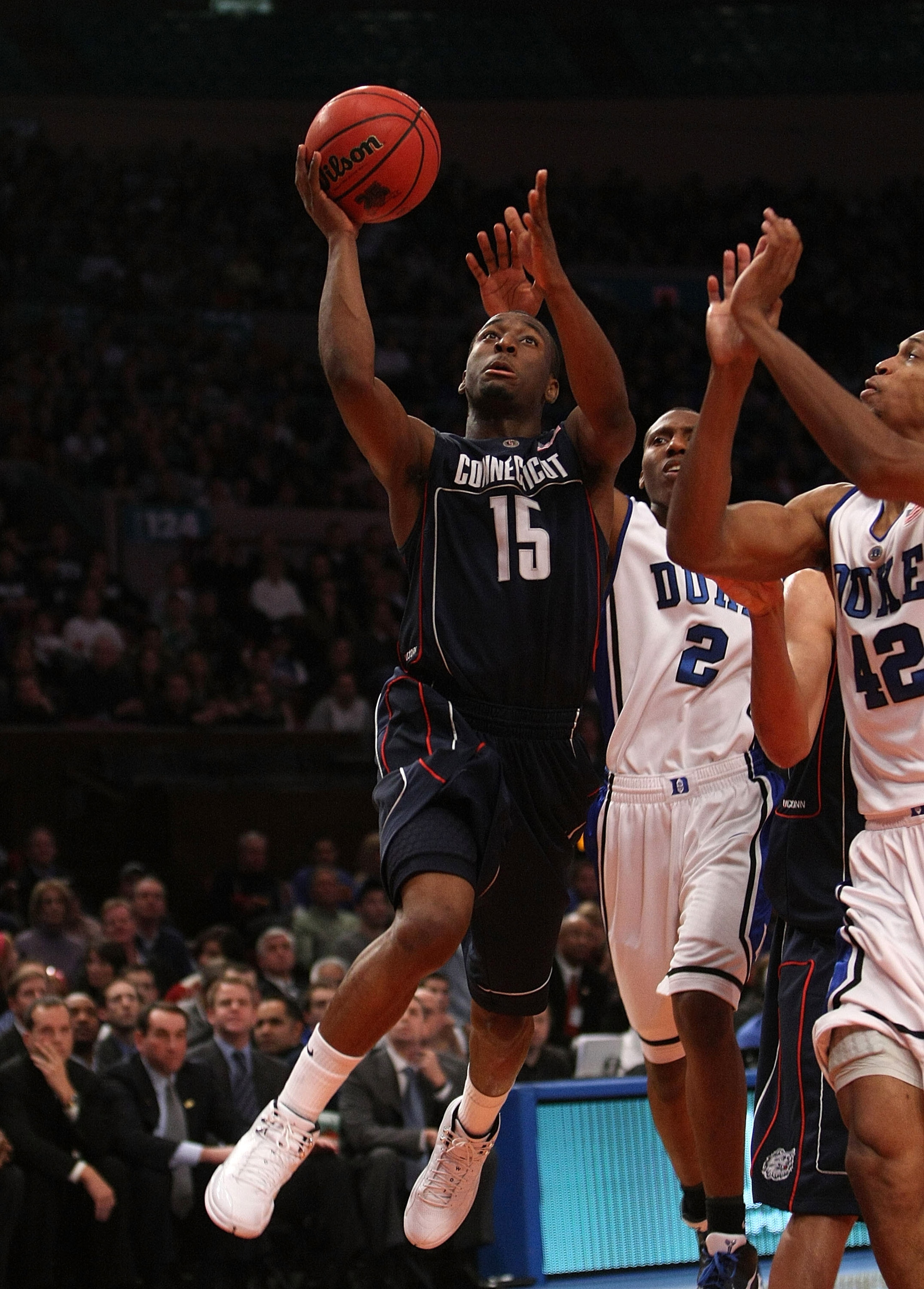 NEW YORK - NOVEMBER 27: Kemba Walker #15 of the Connecticut Huskies shoots the ball against the Duke Blue Devils during the Championship game at Madison Square Garden on November 27, 2009 in New York, New York. (Photo by Nick Laham/Getty Images) NEW YORK - NOVEMBER 27: Kemba Walker #15 of the Connecticut Huskies shoots the ball against the Duke Blue Devils during the Championship game at Madison Square Garden on November 27, 2009 in New York, New York. (Photo by Nick Laham/Getty Images)