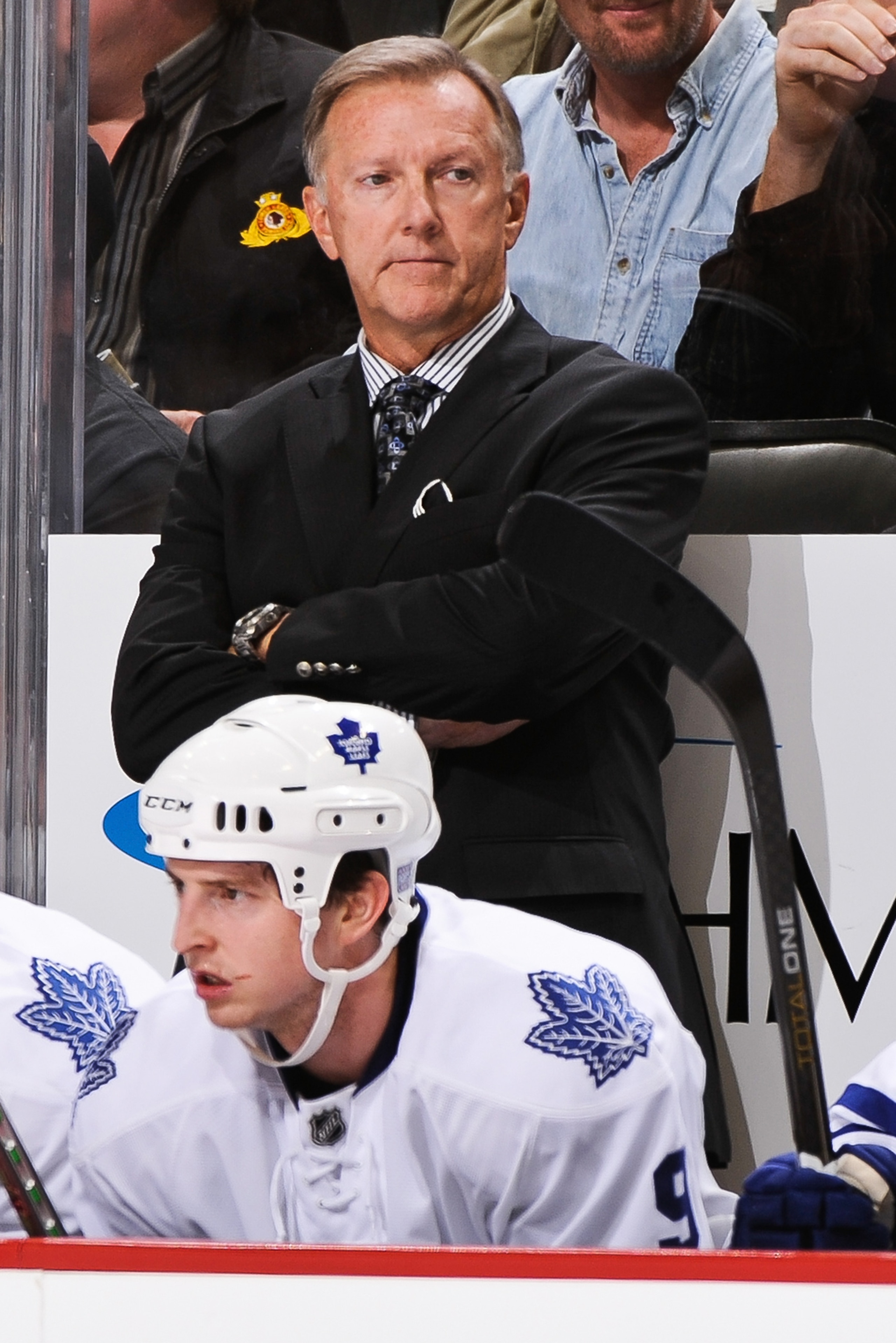 PITTSBURGH - OCTOBER 13:  Head Coach Ron Wilson of the Toronto Maple Leafs watches his team play against the Pittsburgh Penguinson October 13, 2010 at Consol Energy Center in Pittsburgh, Pennsylvania.  (Photo by Jamie Sabau/Getty Images)