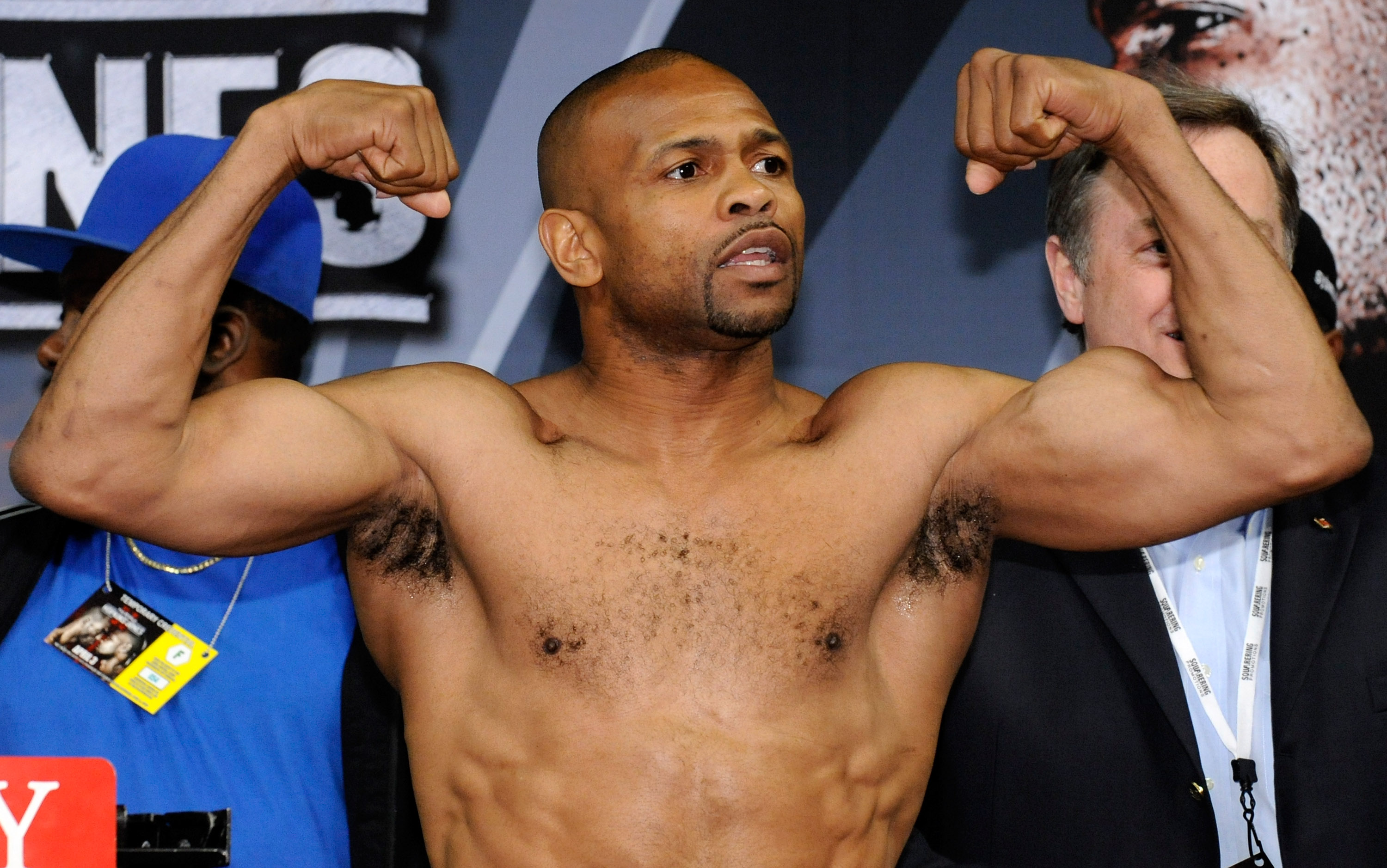 LAS VEGAS - APRIL 02:  Boxer Roy Jones Jr. poses during the official weigh-in for his bout against Bernard Hopkins at the Mandalay Bay Events Center April 2, 2010 in Las Vegas, Nevada. The two will meet in a light heavyweight bout on April 3 in Las Vegas.