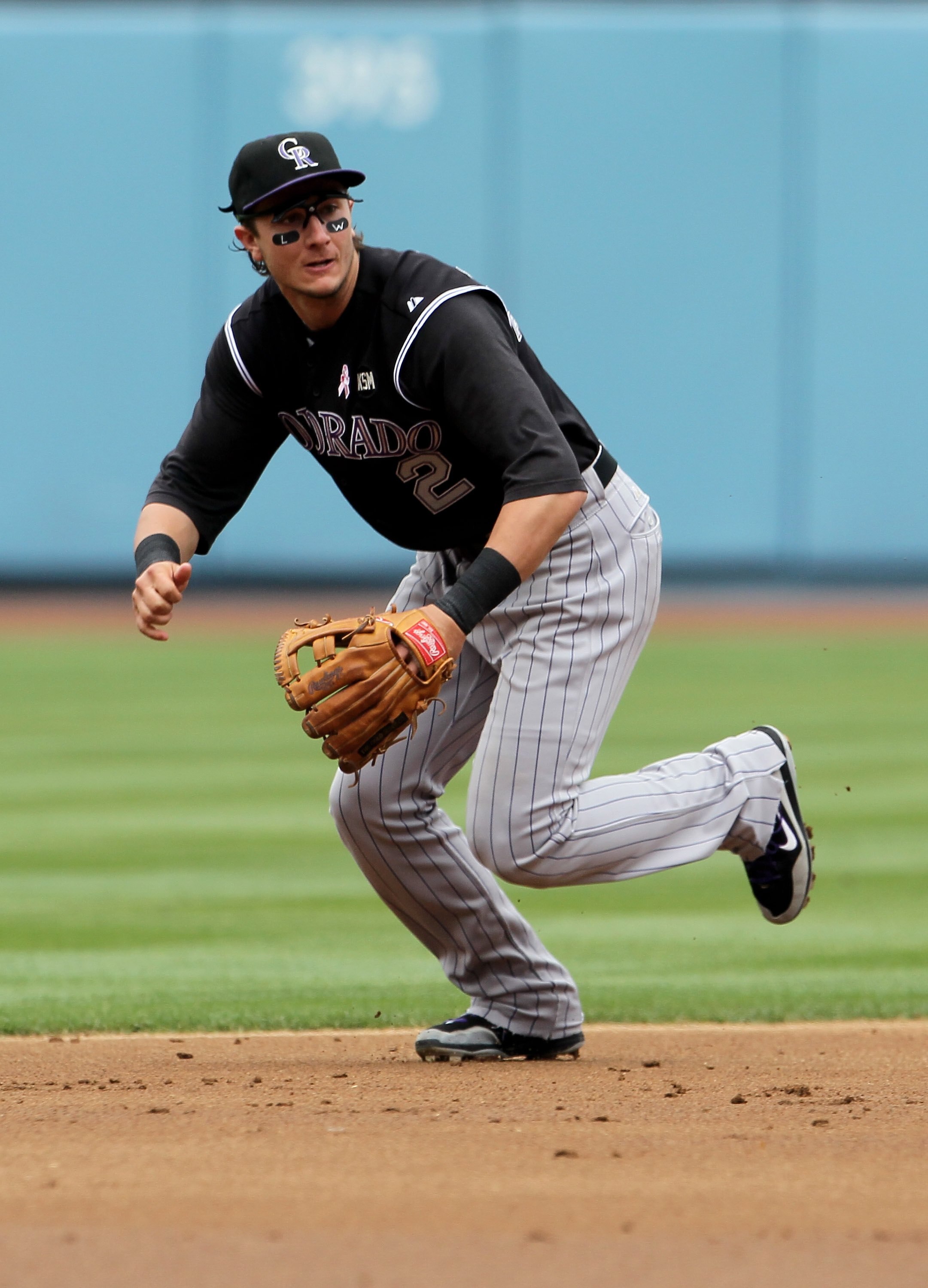 LOS ANGELES, CA - MAY 09:  Troy Tulowitzki #2 of the Colorado Rockies plays against the Los Angeles Dodgers at Dodger Stadium on May 9, 2010 in Los Angeles, California.  (Photo by Jeff Gross/Getty Images)