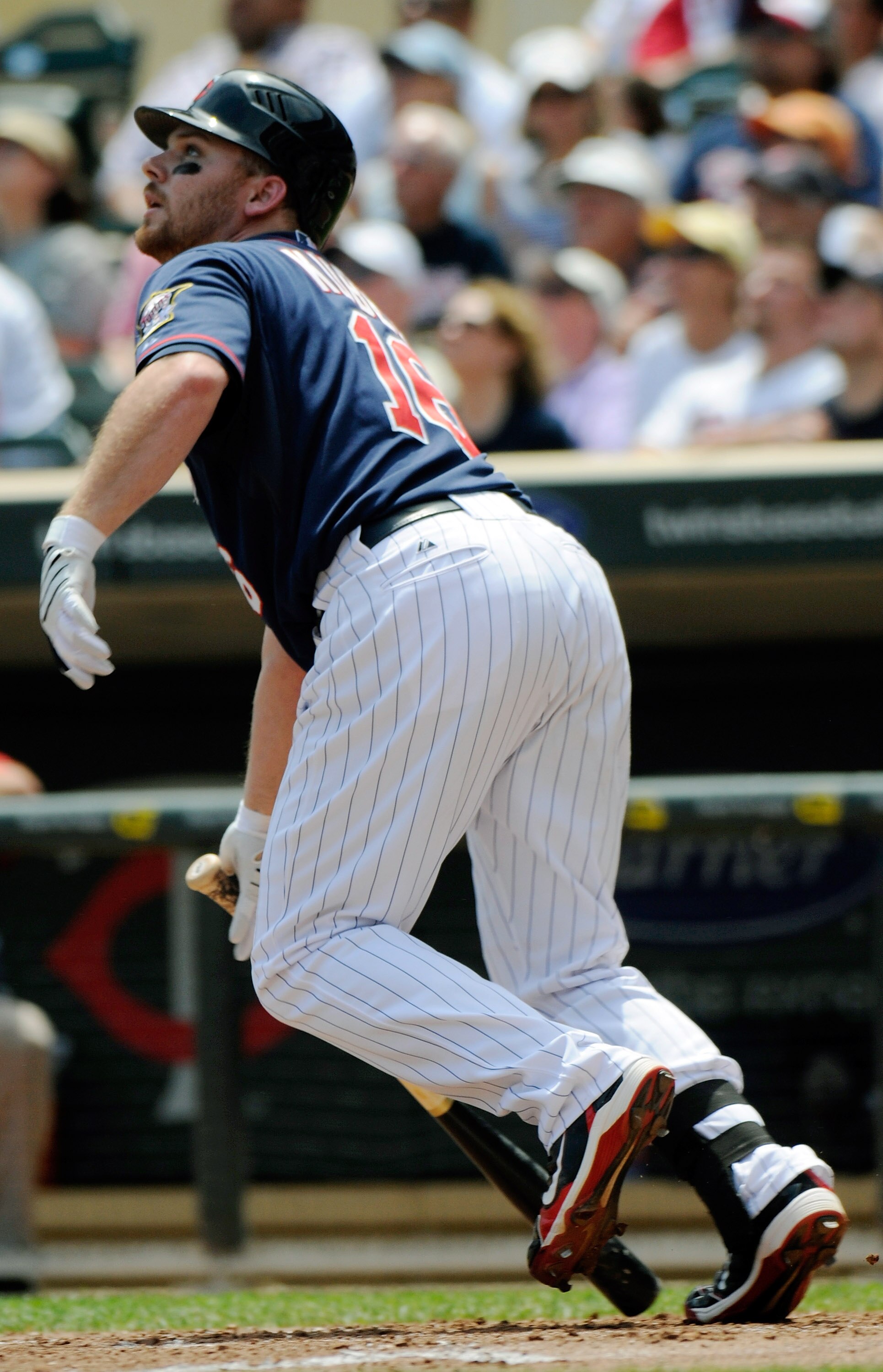 MINNEAPOLIS, MN - JUNE 30: Jason Kubel #16 of the Minnesota Twins hits a double in the sixth inning against the Detroit Tigers during their game on June 30, 2010 at Target Field in Minneapolis, Minnesota. (Photo by Hannah Foslien /Getty Images)