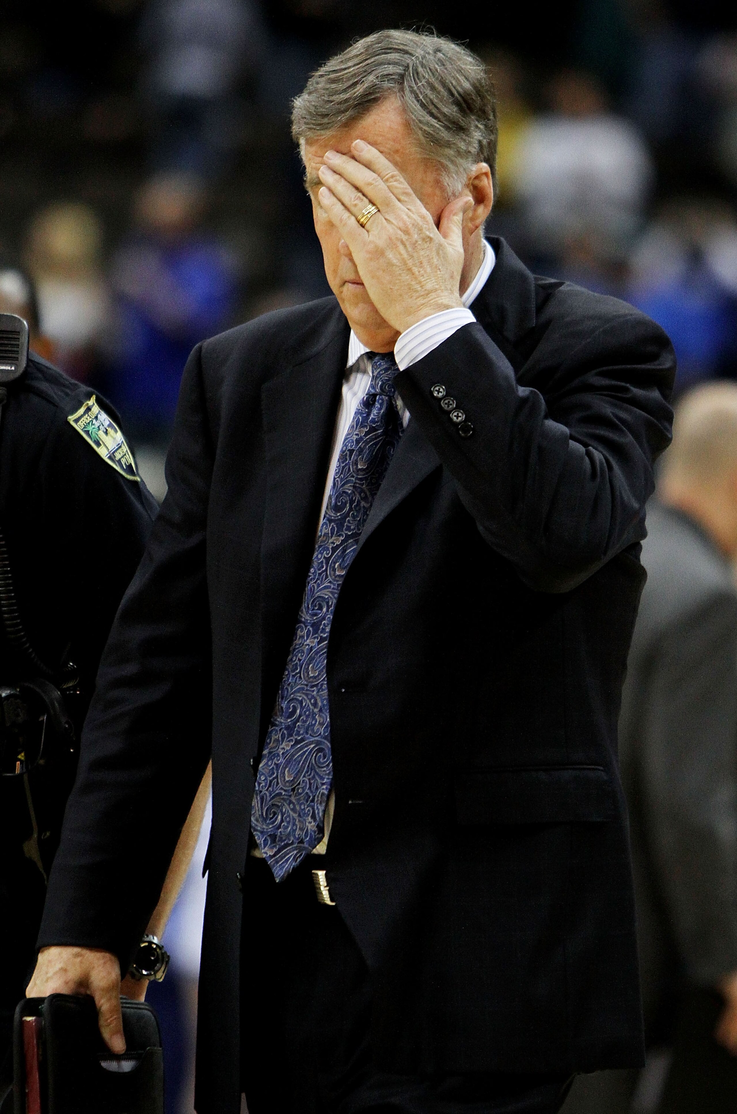 JACKSONVILLE, FL - MARCH 21:  Head coach Mike Montgomery of the California Golden Bears reacts reacts after losing to the Duke Blue Devils during the second round of the 2010 NCAA men's basketball tournament at Jacksonville Veteran's Memorial Arena on Mar