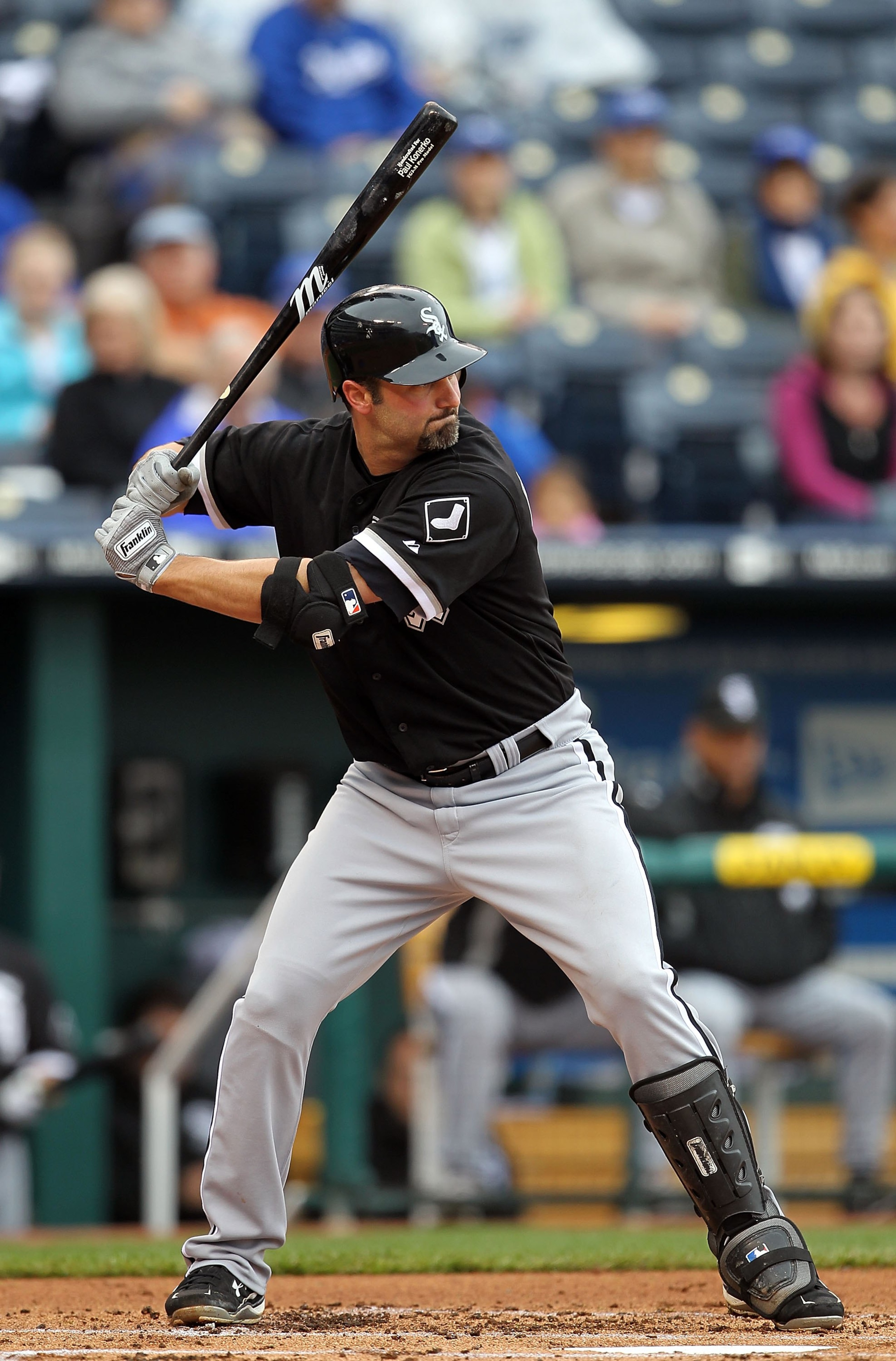 KANSAS CITY, MO - MAY 16:  Paul Konerko #14 of the Chicago White Sox in action during the game against the Kansas City Royals on May 16, 2010 at Kauffman Stadium in Kansas City, Missouri.  (Photo by Jamie Squire/Getty Images)