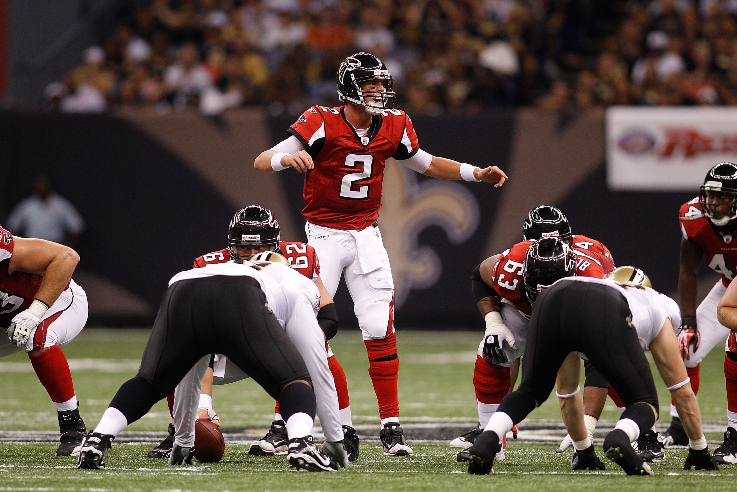NEW ORLEANS - SEPTEMBER 26:  Matt Ryan #2 of the Atlanta Falcons in action against the New Orleans Saints at the Louisiana Superdome on September 26, 2010 in New Orleans, Louisiana.  The Falcons defeated the Saints 27-24.  (Photo by Chris Graythen/Getty I