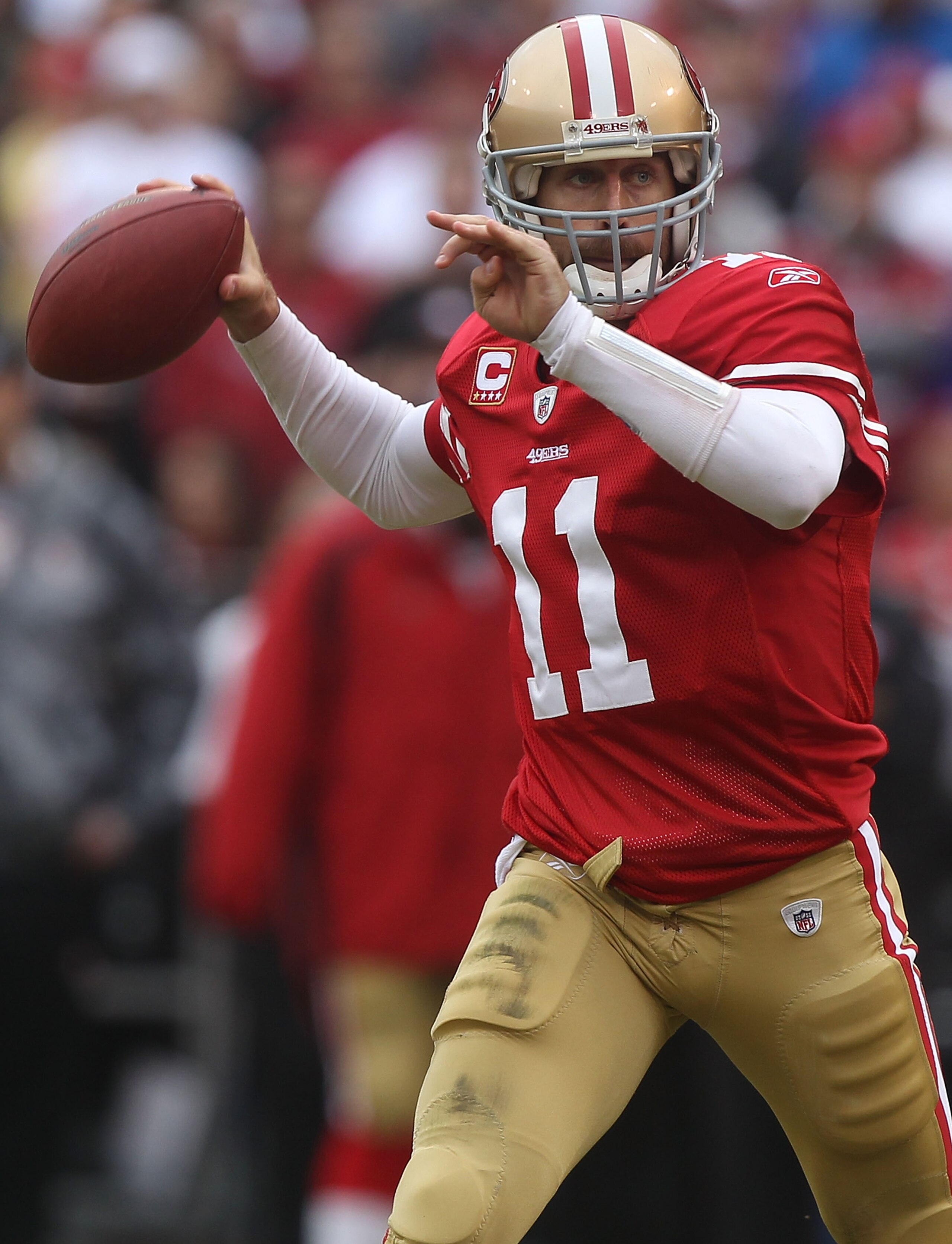 SAN FRANCISCO - DECEMBER 12: Alex Smith #11 of the San Francisco 49ers passes against the Seattle Seahawks during an NFL game at Candlestick Park on December 12, 2010 in San Francisco, California. (Photo by Jed Jacobsohn/Getty Images) SAN FRANCISCO - DECEMBER 12: Alex Smith #11 of the San Francisco 49ers passes against the Seattle Seahawks during an NFL game at Candlestick Park on December 12, 2010 in San Francisco, California. (Photo by Jed Jacobsohn/Getty Images)