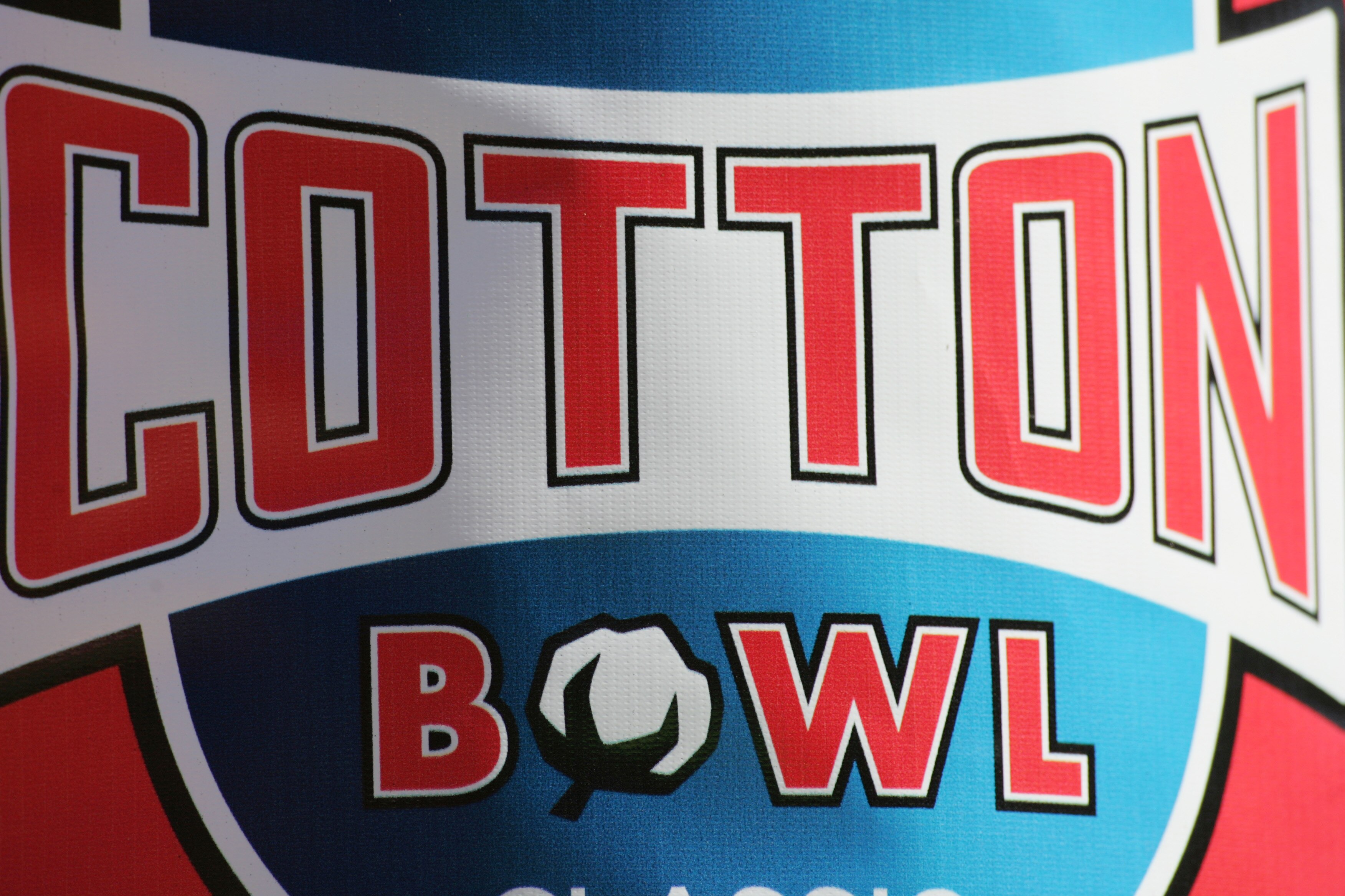 DALLAS - JANUARY 2:  A closeup of the Cotton Bowl logo is shown during the Texas Tech Red Raiders game against the Alabama Crimson Tide during the AT&T Cotton Bowl on January 2, 2006 in Dallas, Texas.  The Crimson Tide defeated the Red Raiders 13-10.  (Ph