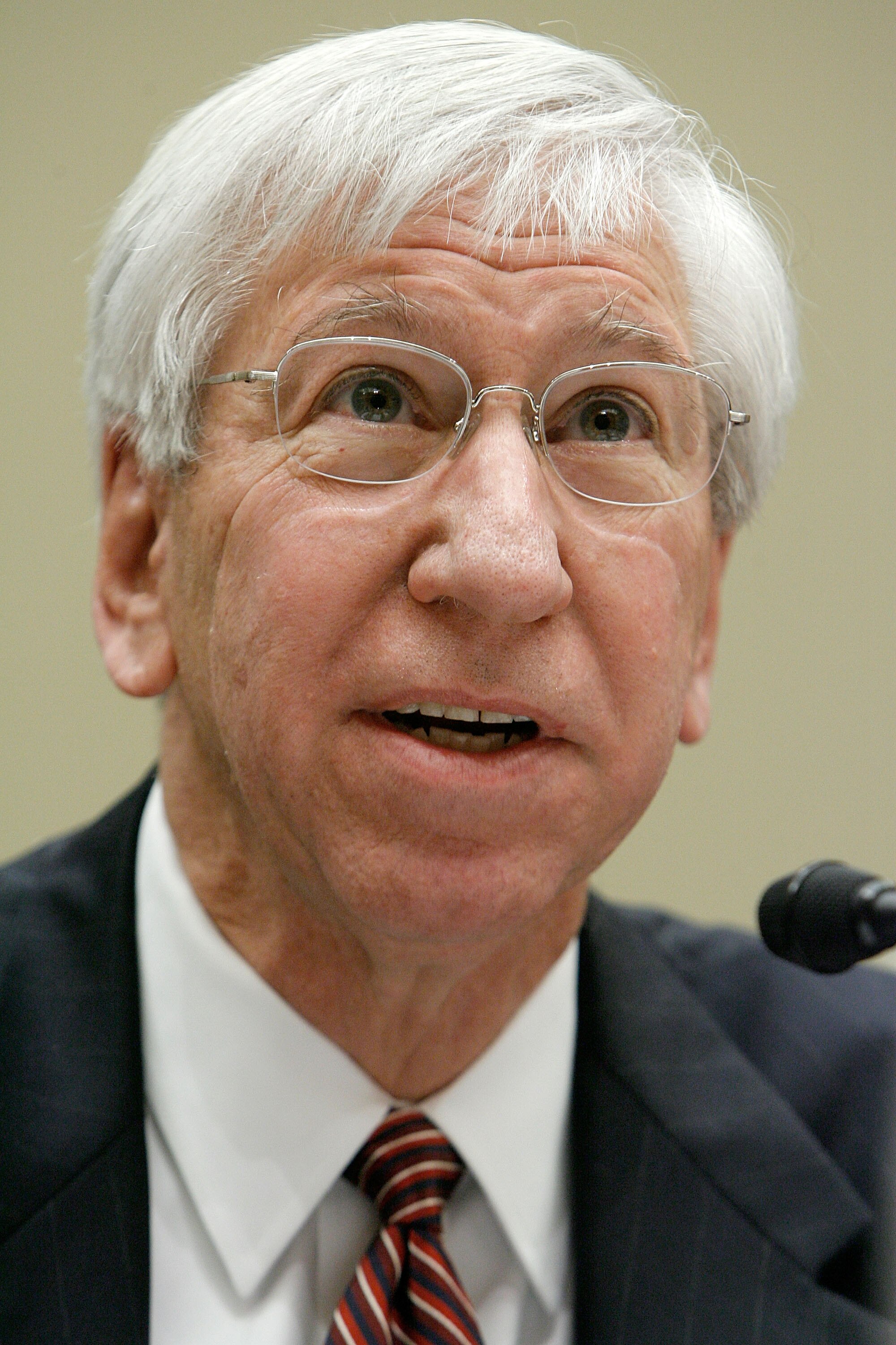 WASHINGTON - FEBRUARY 27:  National Collegiate Athletics Association President Myles Brand testifies before the House Subcommittee on Commerce, Trade and Consumer Protection about the use of illegal performance-enhancing drugs in professional sports on Ca