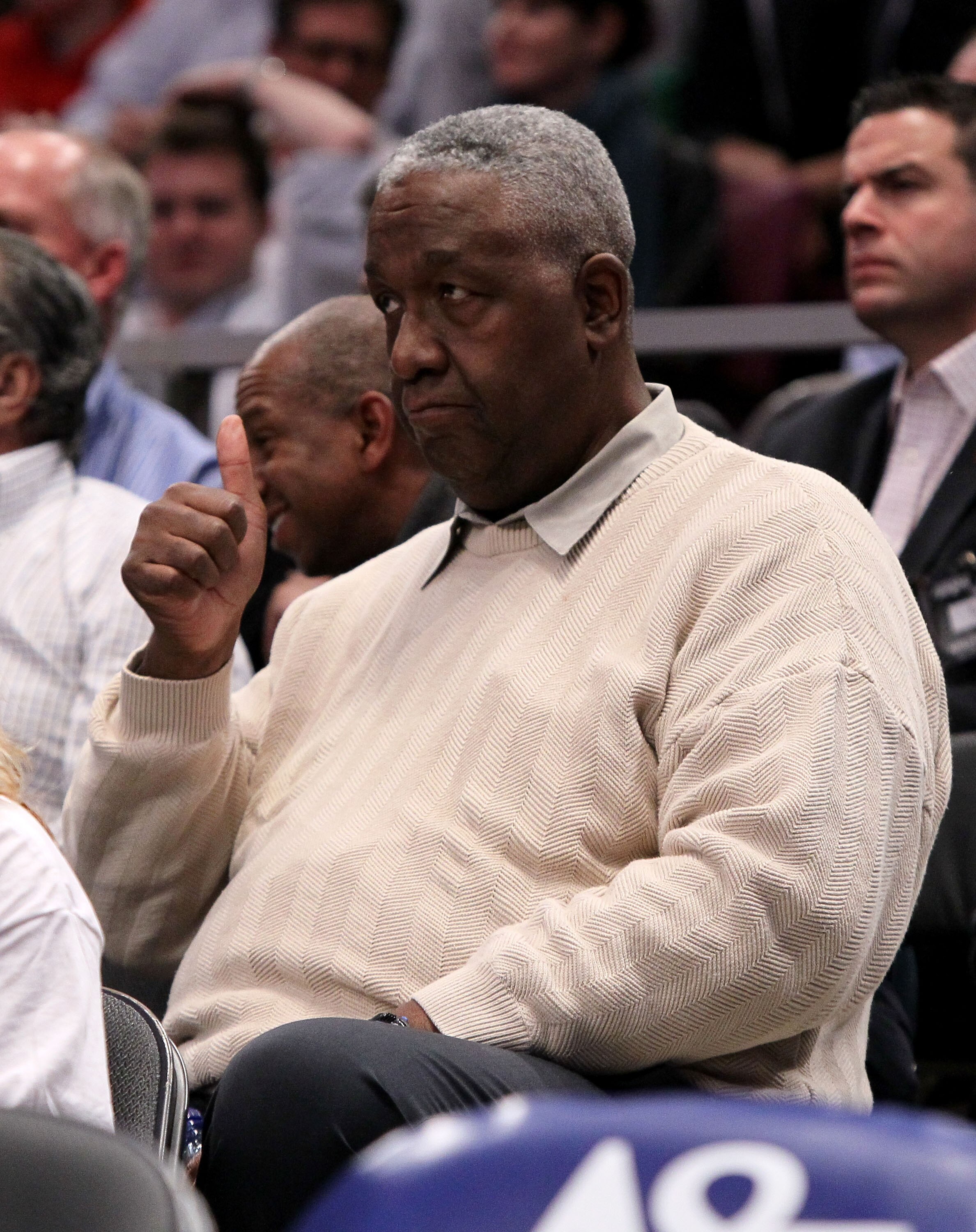 NEW YORK - MARCH 12: Former coach John Thompson II looks on during the game between the Georgetown Hoyas and the Marquette Golden Eagles during the semifinal of the 2010 Big East Tournament at Madison Square Garden on March 12, 2010 in New York City.  (Ph