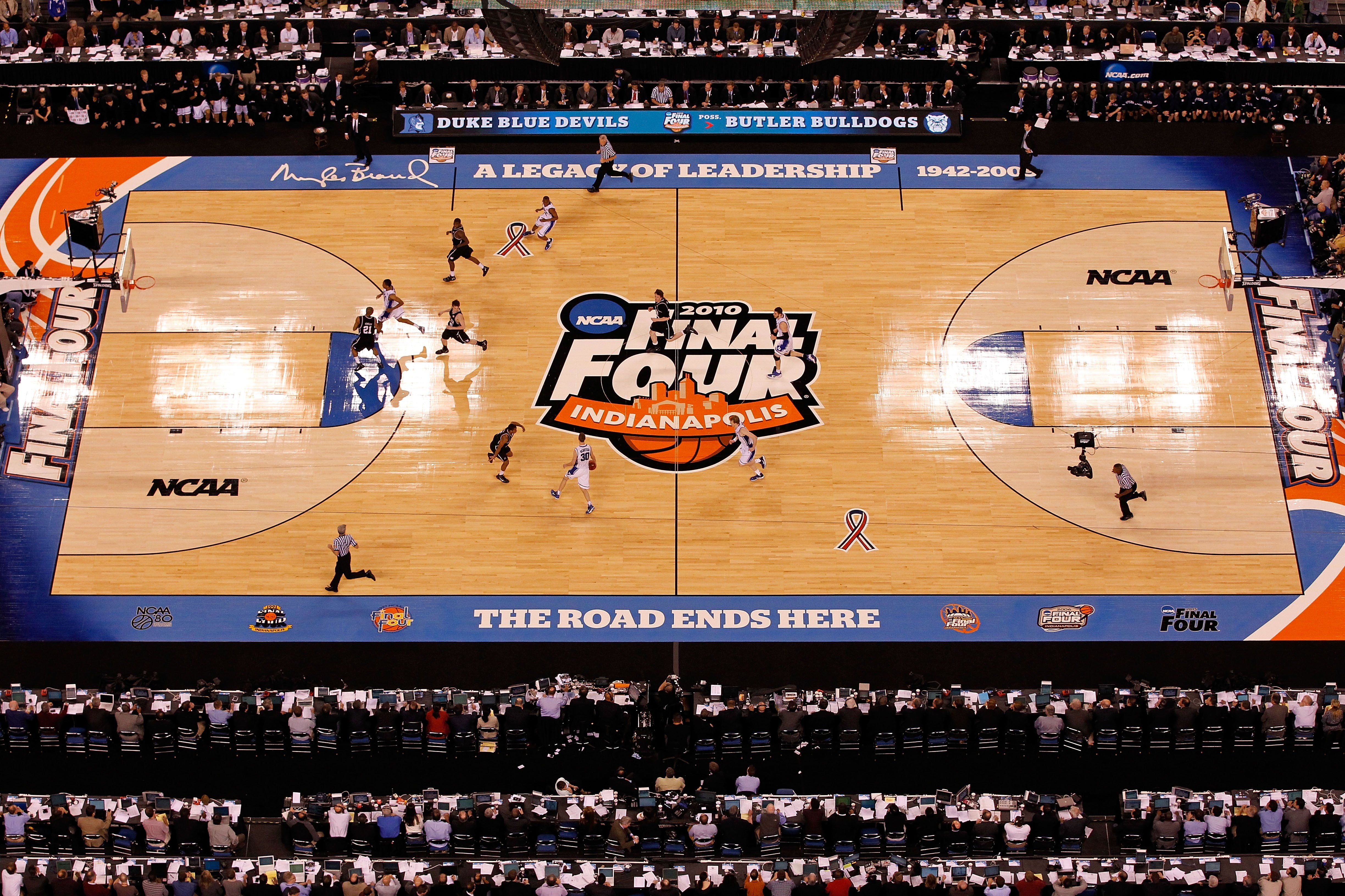 INDIANAPOLIS - APRIL 05:  A general view of the Butler Bulldogs playing against the Duke Blue Devils during the 2010 NCAA Division I Men's Basketball National Championship game at Lucas Oil Stadium on April 5, 2010 in Indianapolis, Indiana.  (Photo by Kev