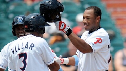 Singleton (right), pitcured with Jonathan Villar, since traded to Houston.