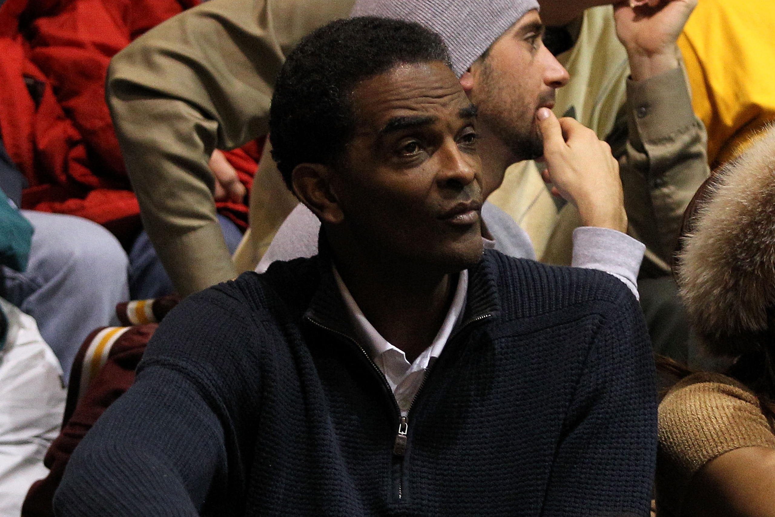 PHILADELPHIA, PA - DECEMBER 08:  Former NBA player Ralph Sampson watches his son Ralph Sampson III #50 of the Minnesota Golden Gophers play against the St. Joseph's Hawks at Michael J. Hagan Arena on December 8, 2010 in Philadelphia, Pennsylvania.  (Photo