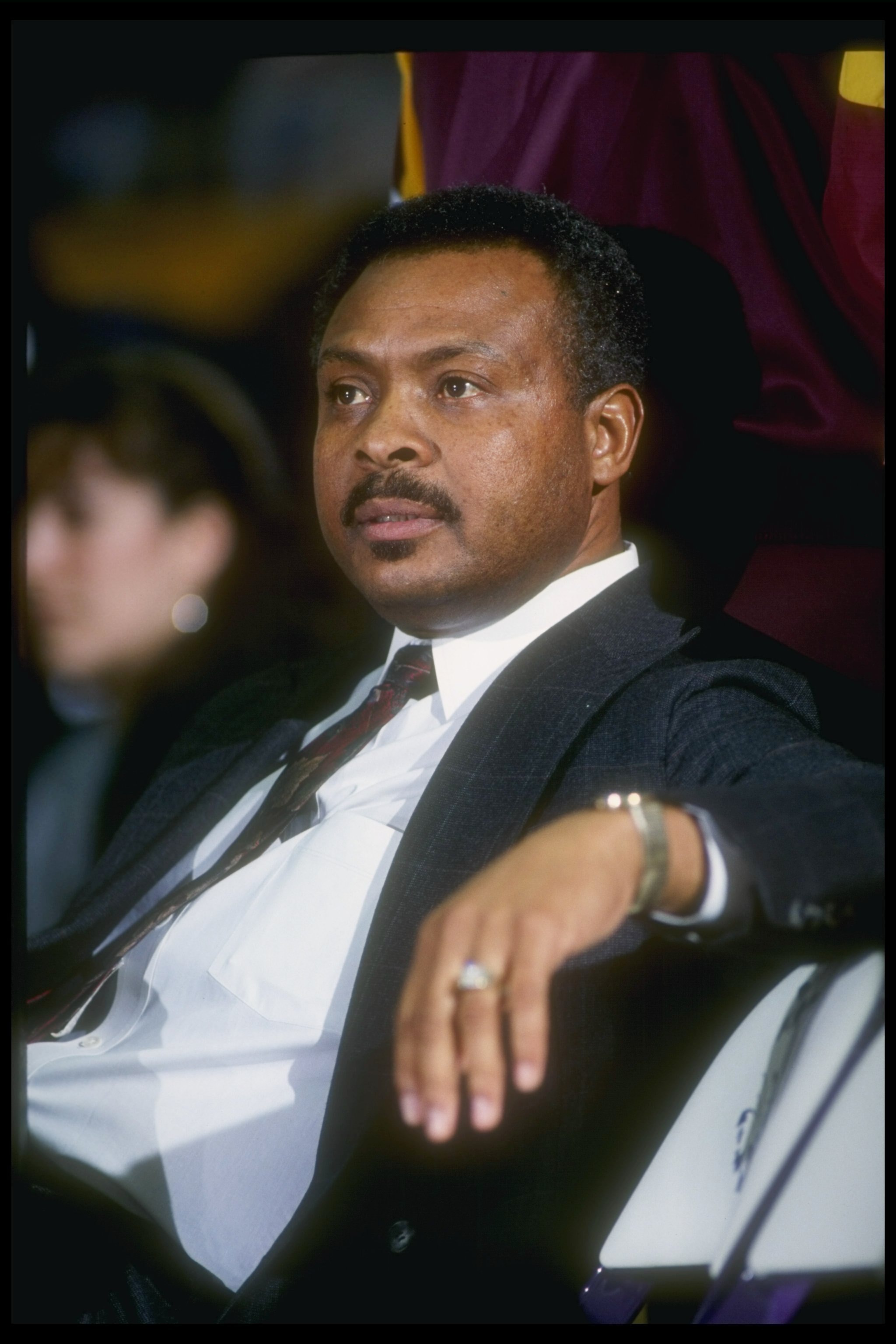 Coach Clem Haskins of the Minnesota Golden Gophers watches his players during a game against the Northwestern Wildcats at the Welsh-Ryan Arena in Evanston, Illinois.