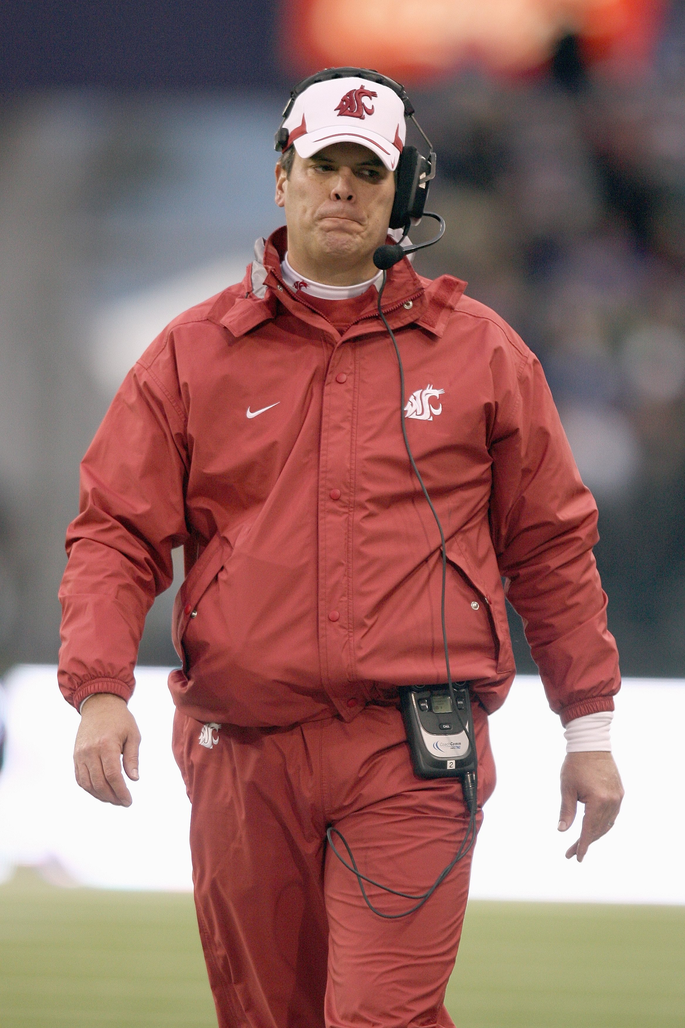 SEATTLE - NOVEMBER 28: Head coach Paul Wulff of the Washington State Cougars walks on the field during the game against the Washington Huskies on November 28, 2009 at Husky Stadium in Seattle, Washington. The Huskies defeated the Cougars 30-0. (Photo by O