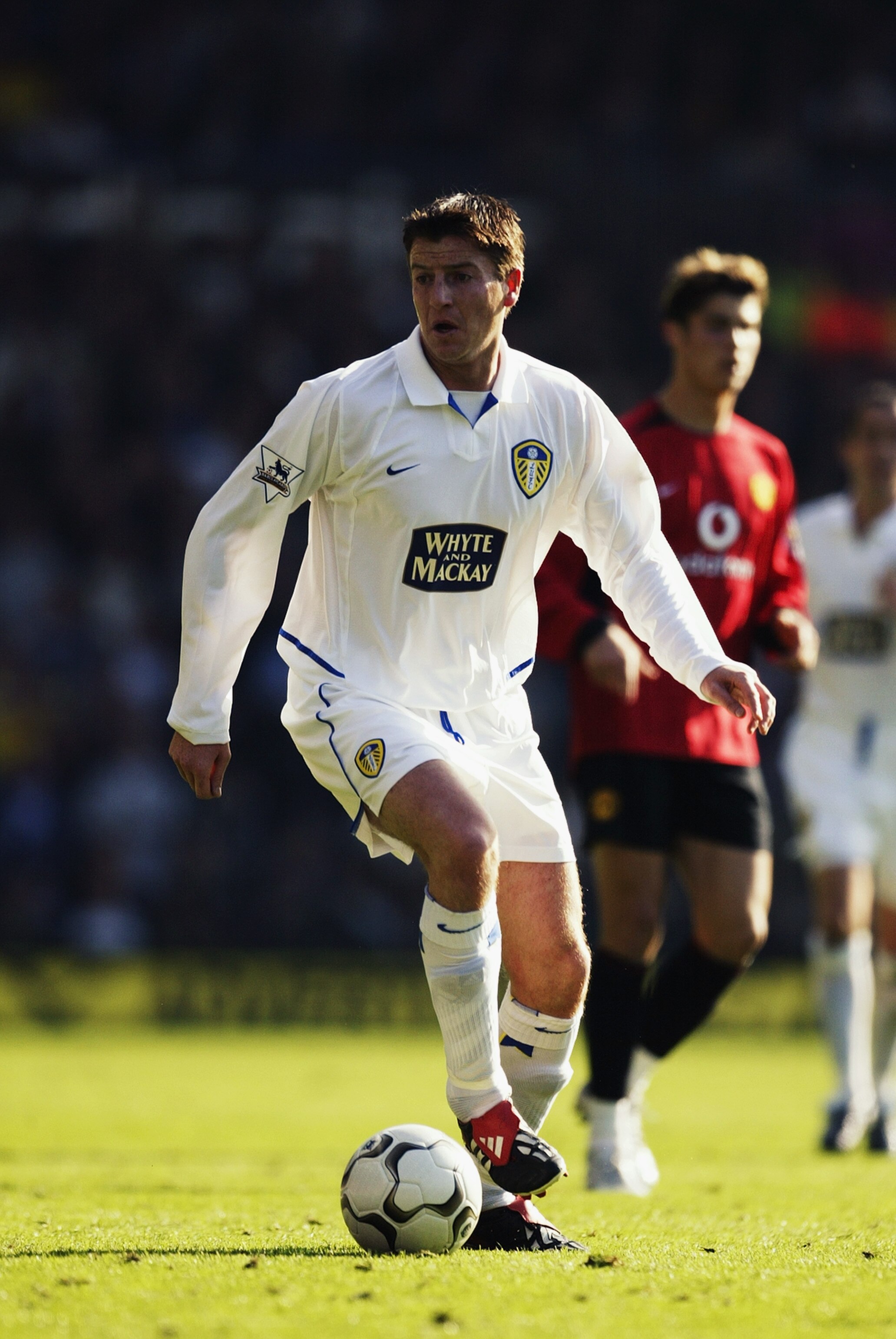 LEEDS - OCTOBER 18:  Michael Bridges of Leeds United in action during the FA Barclaycard Premiership match between Leeds United and Manchester United at Elland Road on October 18, 2003 in Leeds, England.  Manchester United won the match 1-0. (Photo by Ale
