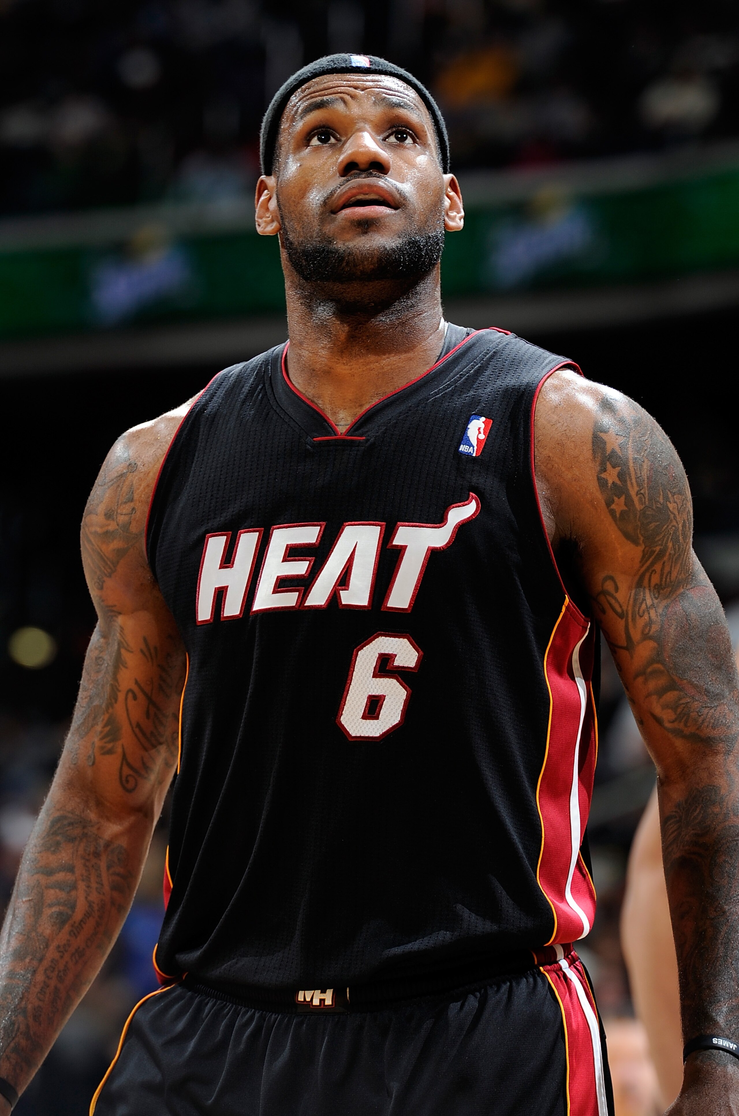 WASHINGTON, DC - DECEMBER 18:  LeBron James #6 of the Miami Heat rests during a break in the game against the Washington Wizards at the Verizon Center on December 18, 2010 in Washington, DC. NOTE TO USER: User expressly acknowledges and agrees that, by do