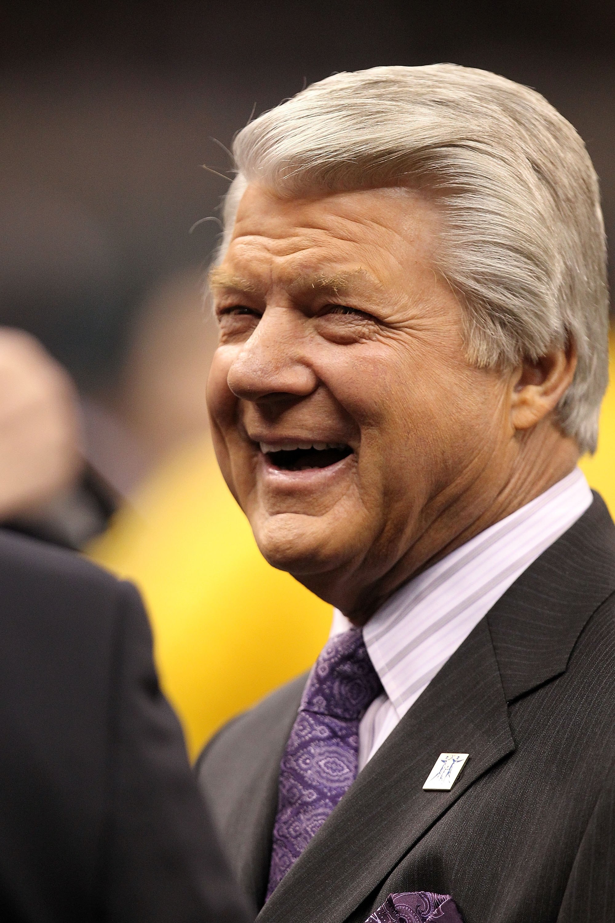 NEW ORLEANS - JANUARY 24:  Former NFL coach and current Fox Sports football analyst Jimmy Johnson looks on as the New Orleans Saints play against the Minnesota Vikings during the NFC Championship Game at the Louisiana Superdome on January 24, 2010 in New