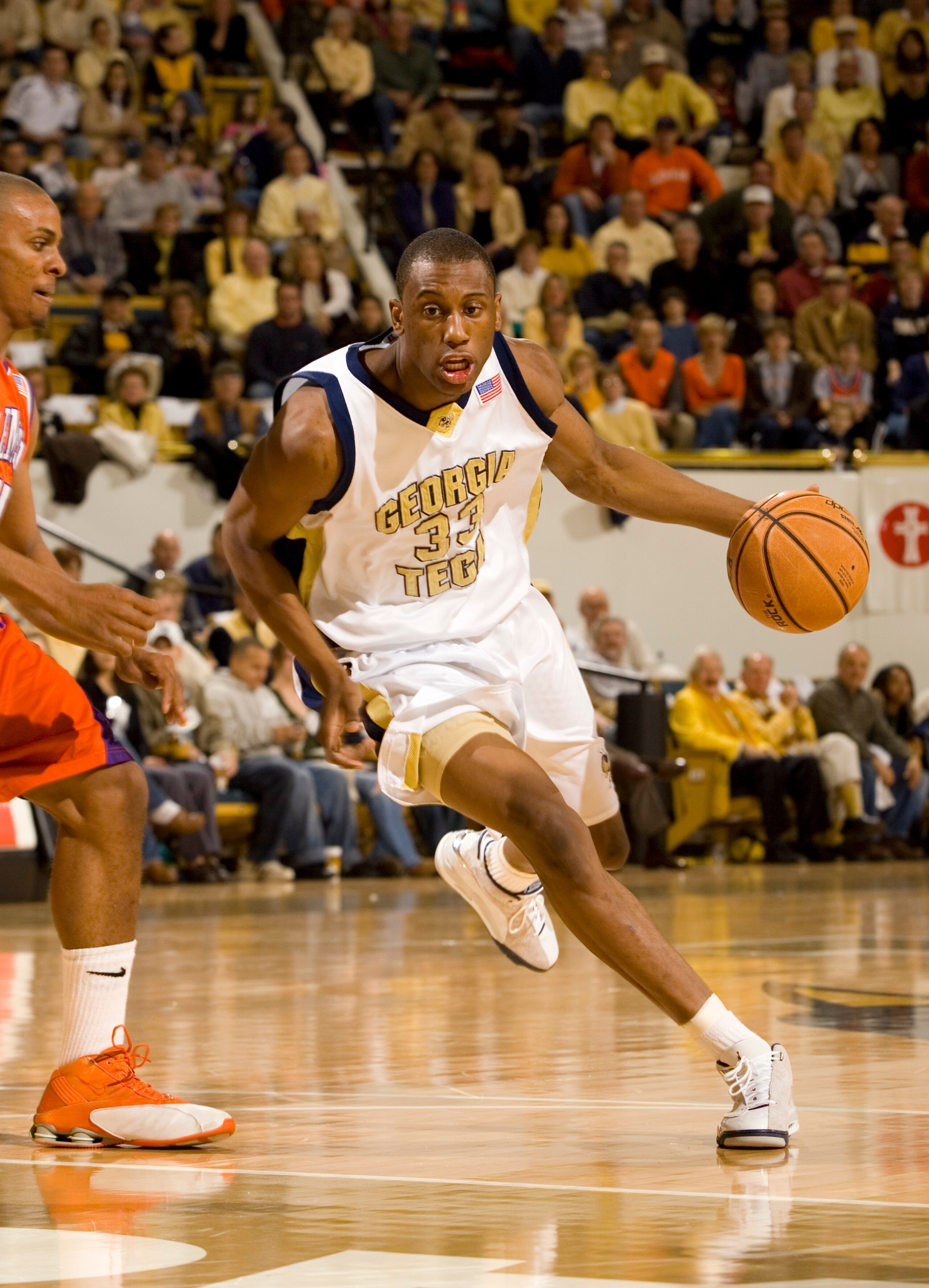 ATLANTA, GA - FEBRUARY 3: Forward Thaddeus Young #33 in action against the Clemson Tigers during the first half on February 3, 2007 at Alexander Memorial Coliseum in Atlanta, Georgia. Georgia Tech defeated Clemson 80-62. (Photo by Paul Abell/Getty Images)