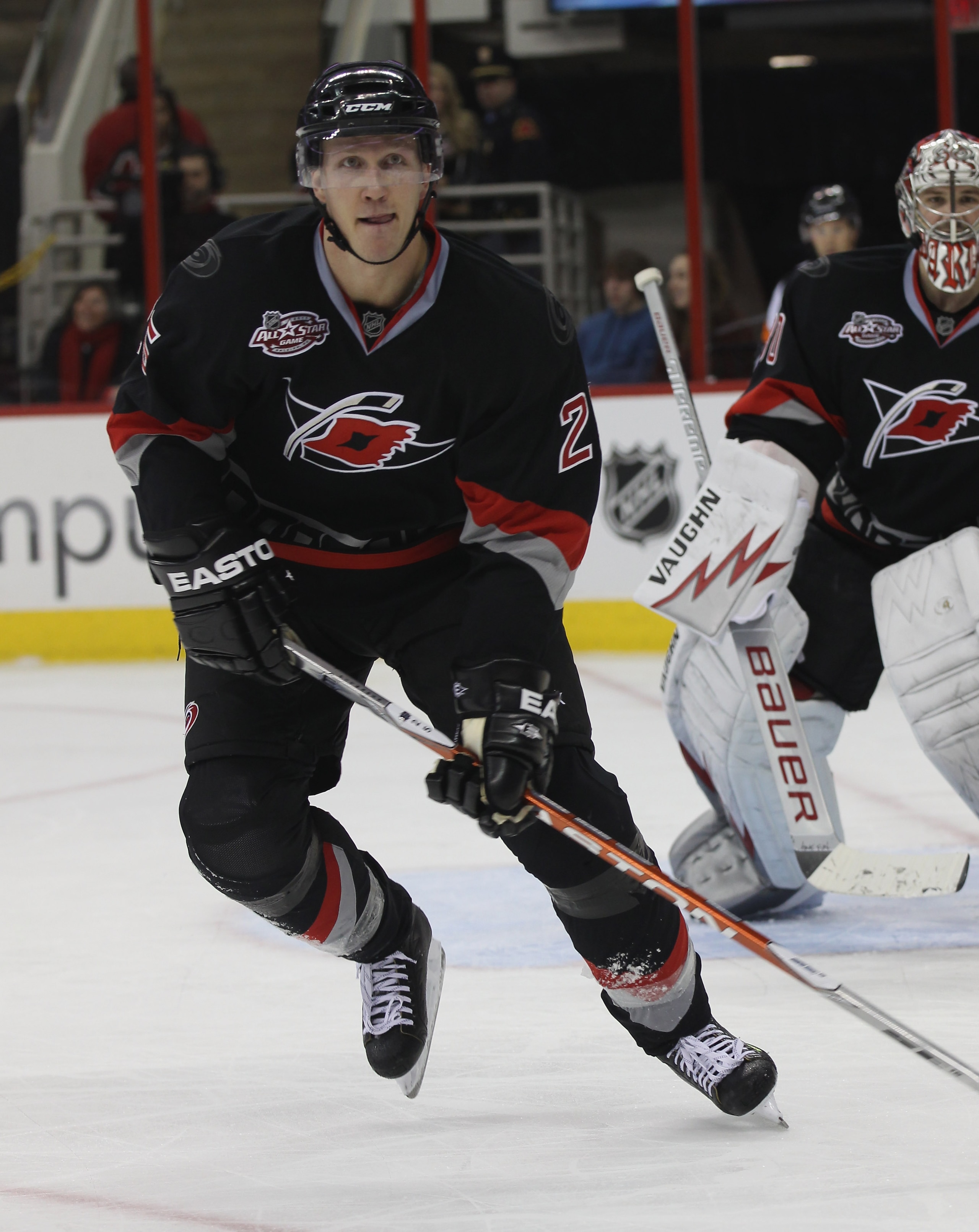RALEIGH, NC - NOVEMBER 29: Joni Pitkanen #25 of the Carolina Hurricanes skates against the Dallas Stars at the RBC Center on November 29, 2010 in Raleigh, North Carolina. The Stars defeated the Hurricanes 4-1. (Photo by Bruce Bennett/Getty Images) RALEIGH, NC - NOVEMBER 29: Joni Pitkanen #25 of the Carolina Hurricanes skates against the Dallas Stars at the RBC Center on November 29, 2010 in Raleigh, North Carolina. The Stars defeated the Hurricanes 4-1. (Photo by Bruce Bennett/Getty Images)