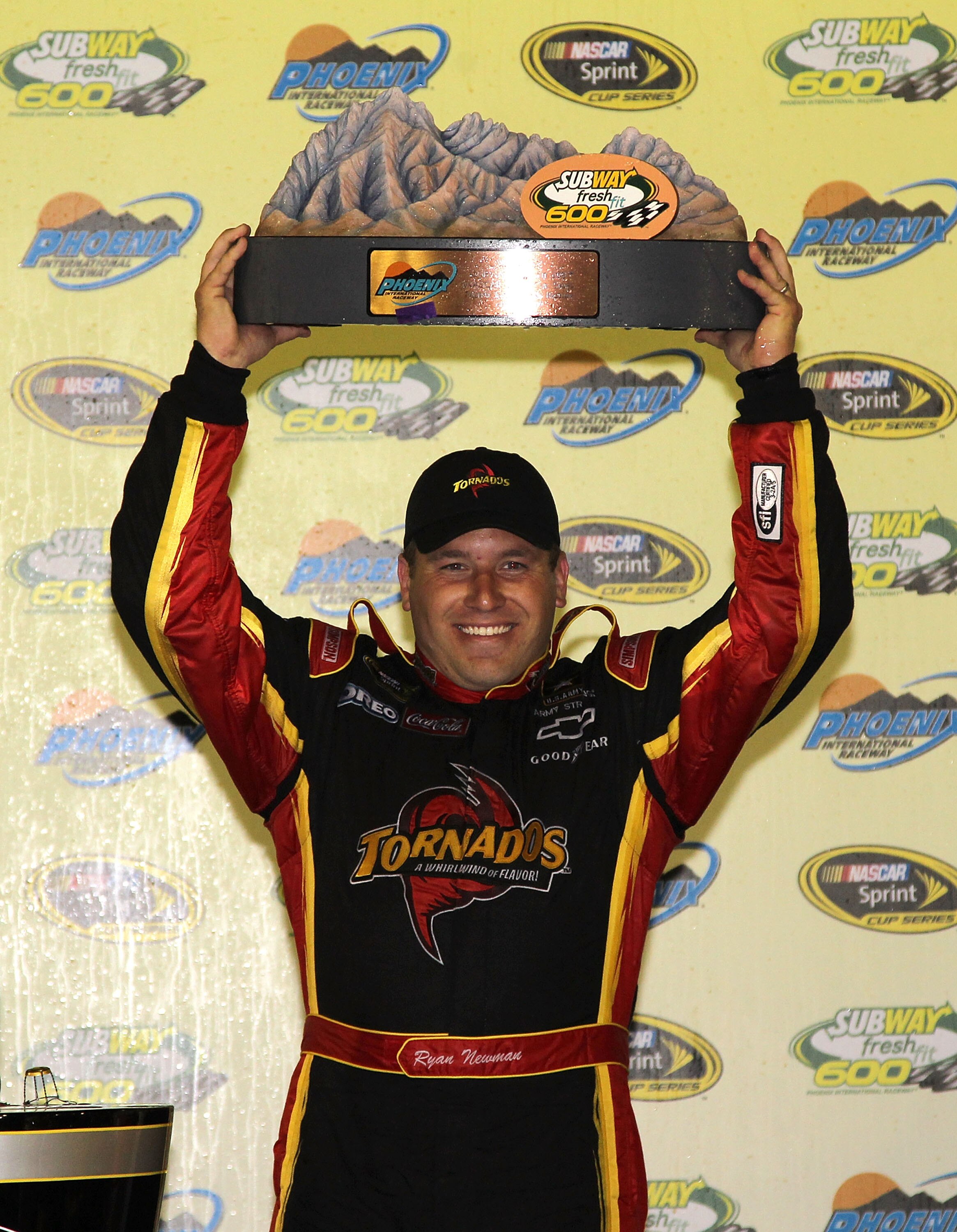 PHOENIX - APRIL 10:  Ryan Newman, driver of the #39 Tornados Chevrolet, celebrates in victory lane after winning the NASCAR Sprint Cup Series SUBWAY Fresh Fit 600 at Phoenix International Raceway on April 10, 2010 in Phoenix, Arizona.  (Photo by Christian
