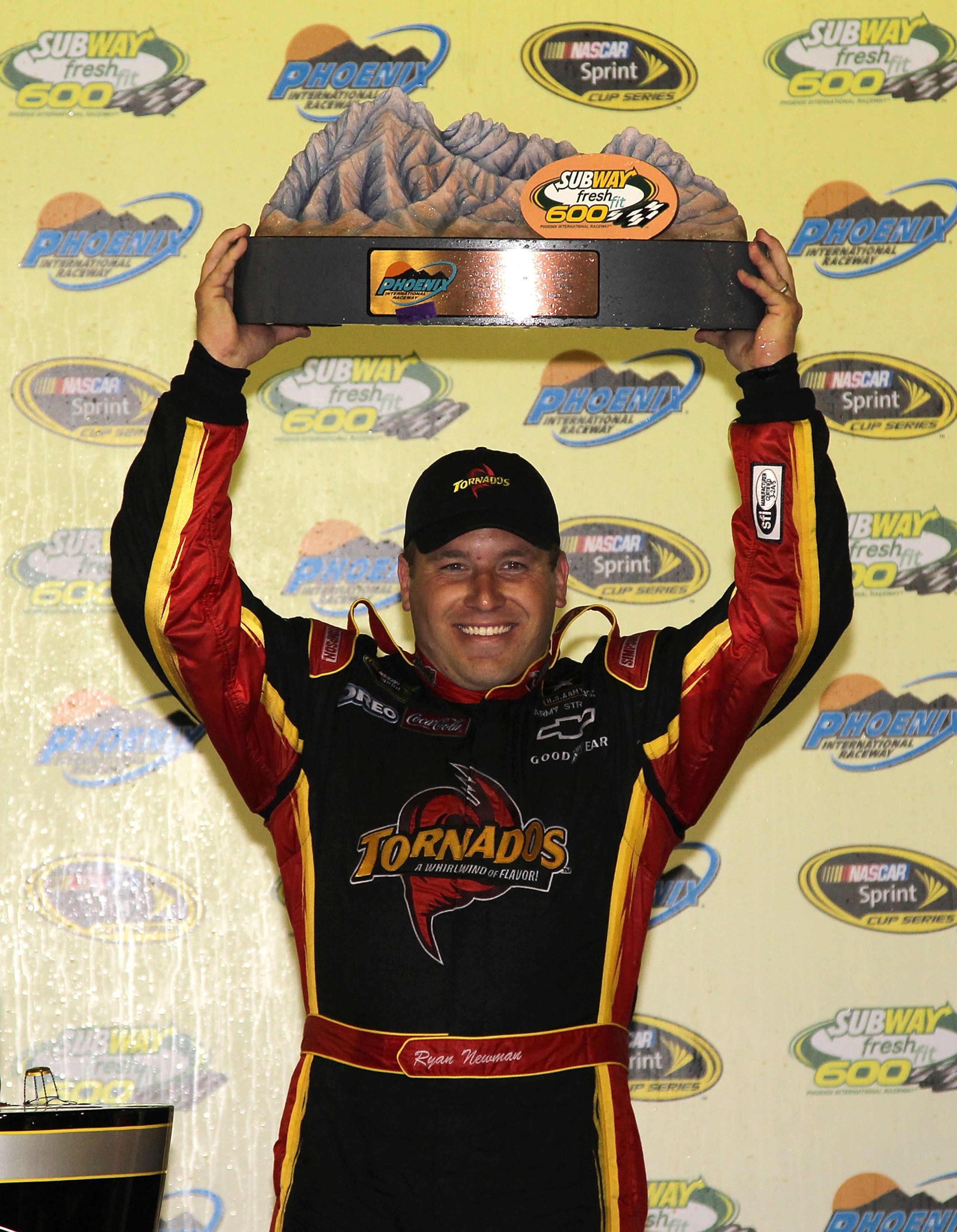 PHOENIX - APRIL 10:  Ryan Newman, driver of the #39 Tornados Chevrolet, celebrates in victory lane after winning the NASCAR Sprint Cup Series SUBWAY Fresh Fit 600 at Phoenix International Raceway on April 10, 2010 in Phoenix, Arizona.  (Photo by Christian