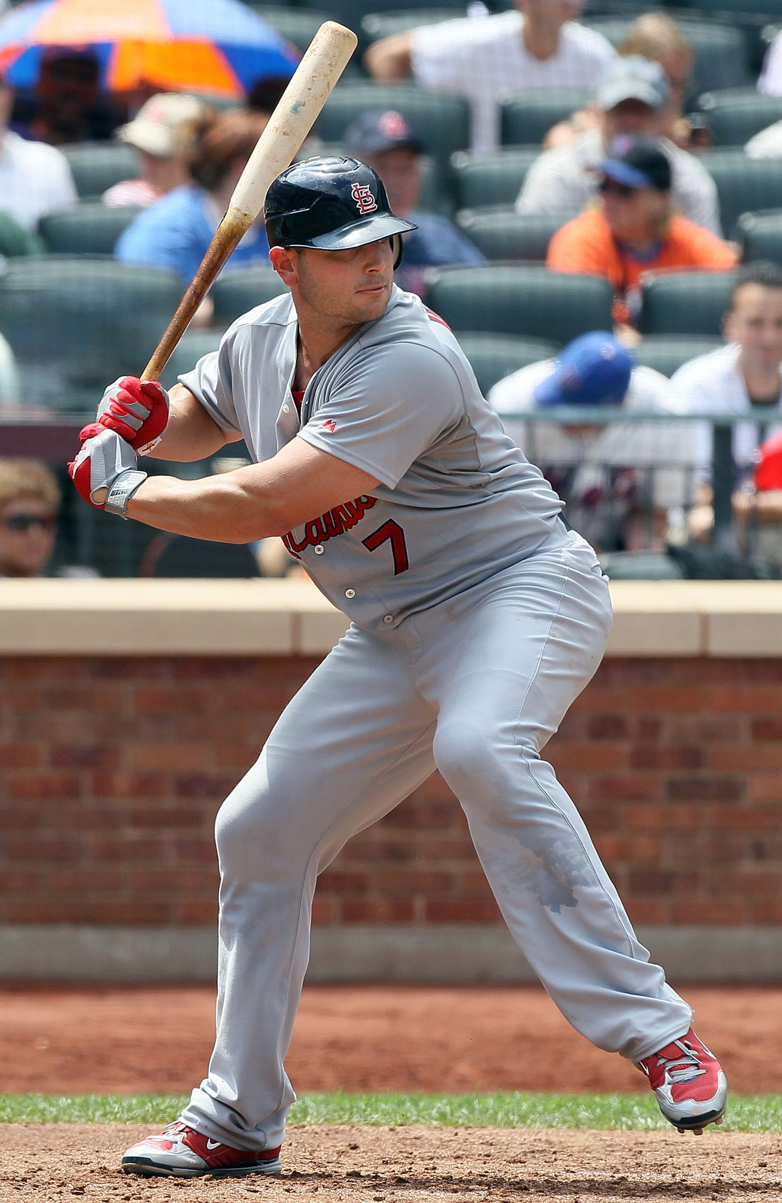NEW YORK - JULY 29:  Matt Holliday #7 of the St. Louis Cardinals bats against the New York Mets on July 29, 2010 at Citi Field in the Flushing neighborhood of the Queens borough of New York City. The Mets defeated the Cardinals 4-0.  (Photo by Jim McIsaac