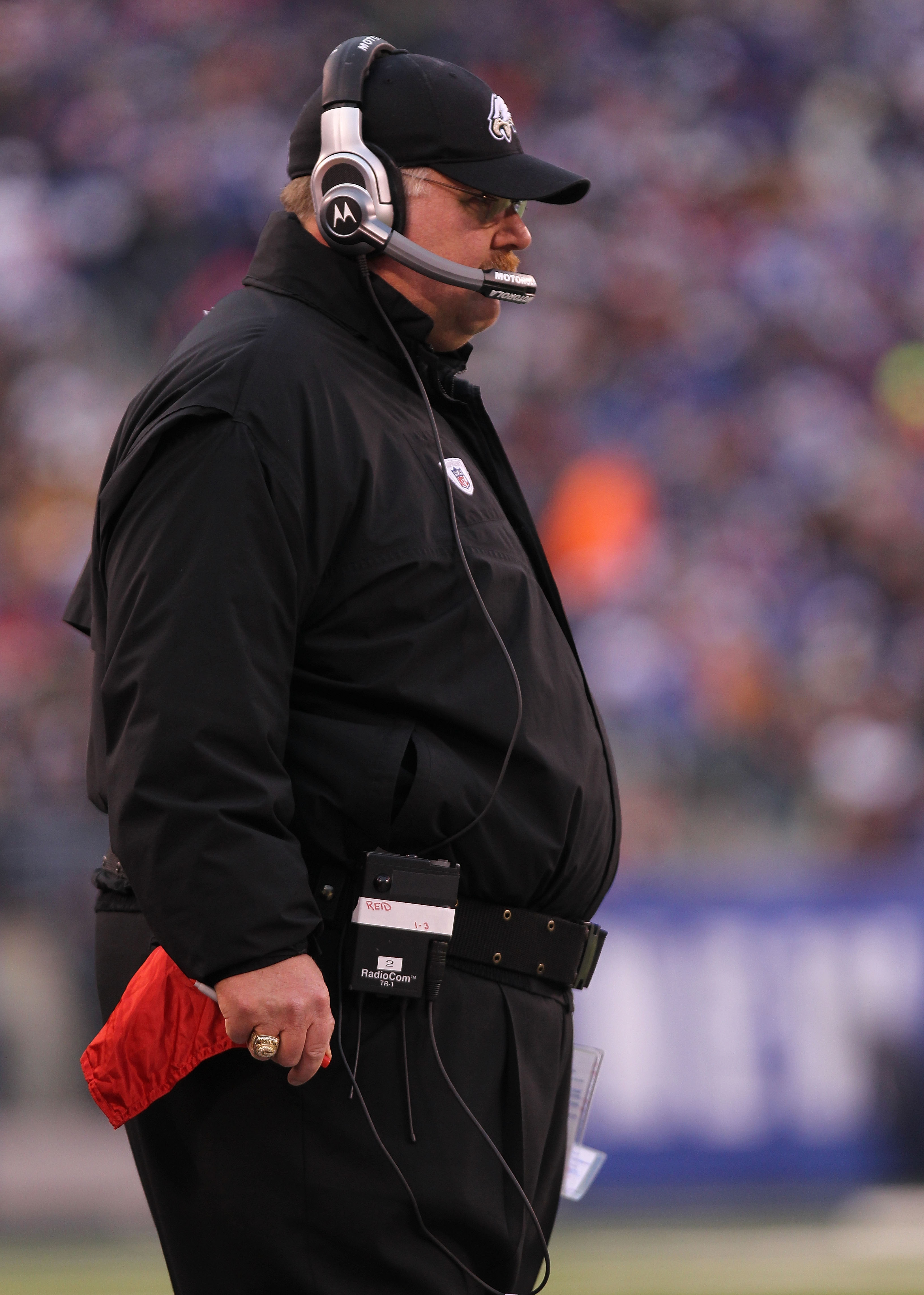 EAST RUTHERFORD, NJ - DECEMBER 19:  Head coach  of the Philadelphia Eagles Andy Reid watches on during the game against the New York Giants at New Meadowlands Stadium on December 19, 2010 in East Rutherford, New Jersey.  (Photo by Nick Laham/Getty Images)