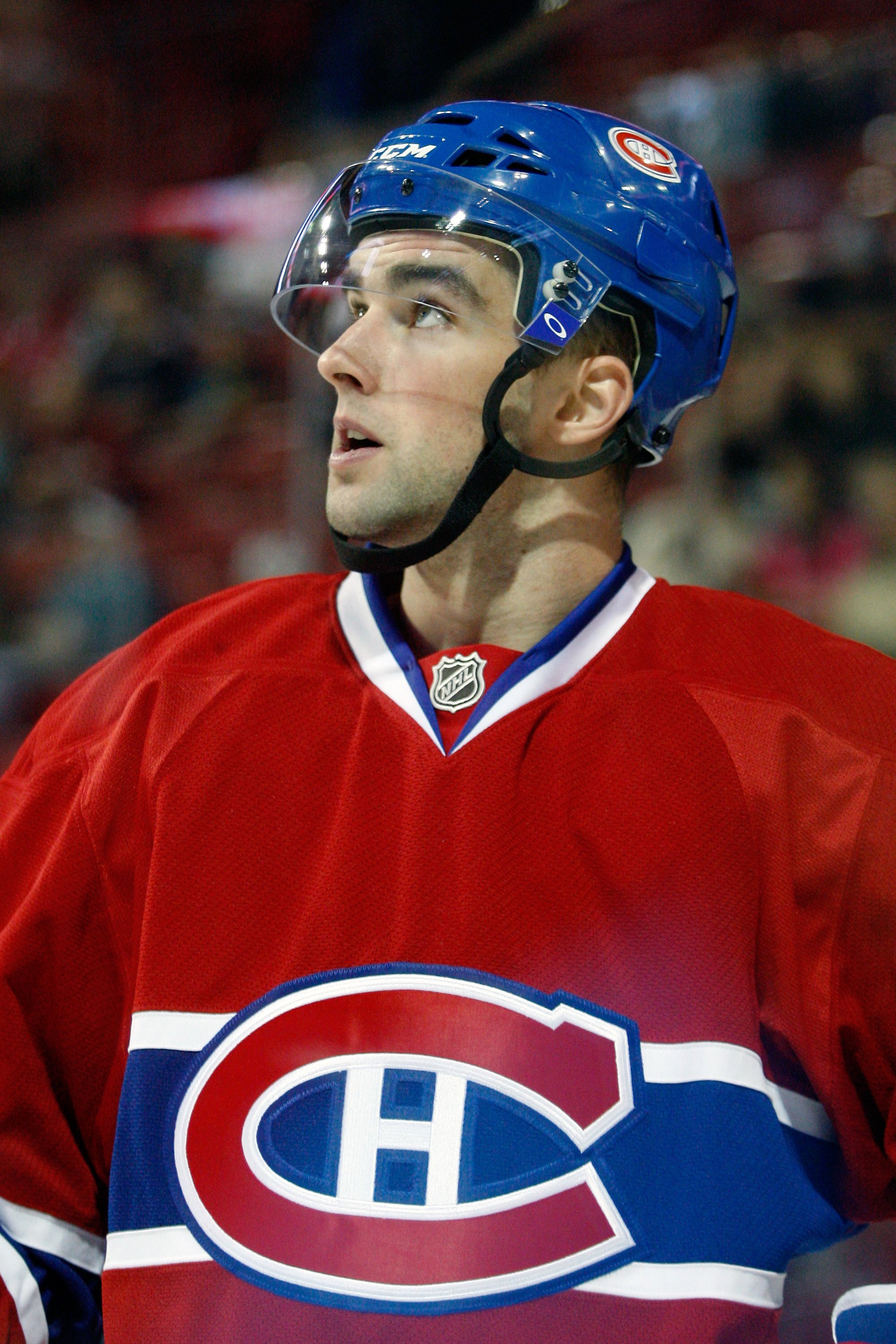 MONTREAL- SEPTEMBER 22:  Louis Leblanc #71 of the Montreal Canadiens skates during the warm up period prior to facing the Boston Bruins in an NHL pre-season game at the Bell Centre on September 22, 2010 in Montreal, Quebec, Canada.  The Bruins defeated th