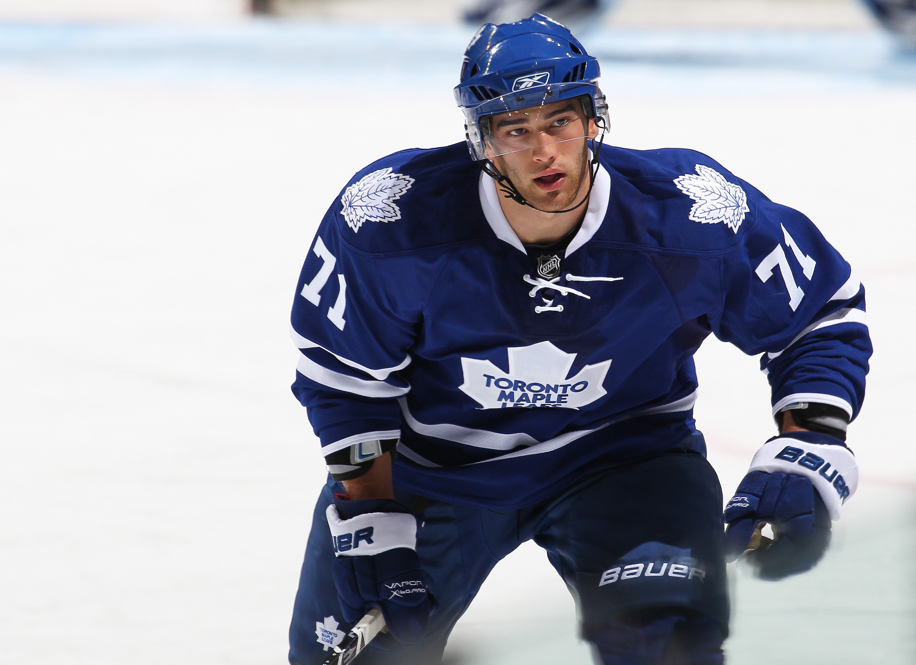 LONDON, ON - SEPTEMBER 14:  Jerry D'Amigo #71 of the Toronto Maple Leafs skates in a game against the Ottawa Senators during the NHL Rookie Tournament on September 14, 2010 at the John Labatt Centre in London, Ontario. The Senators defeated the Leafs 3-2.