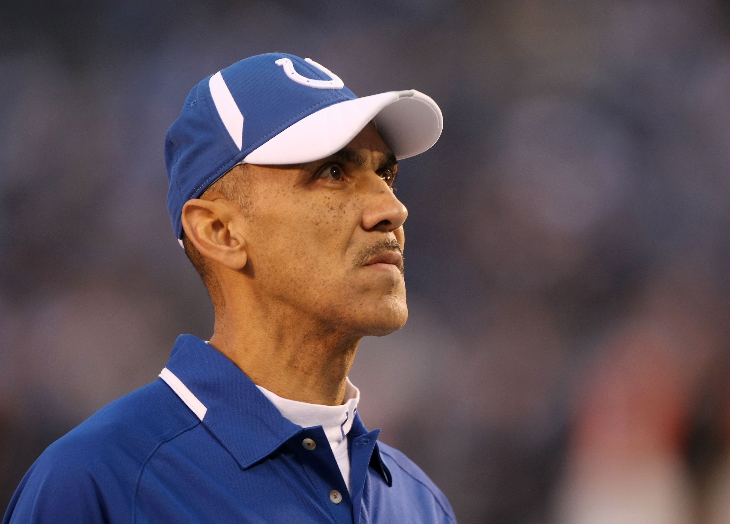 SAN DIEGO - JANUARY 03:  Head Coach Tony Dungy of the Indianapolis Colts stands on the field prior to the AFC Wild Card Game against the San Diego Chargers on January 3, 2009 at Qualcomm Stadium in San Diego, California.  (Photo by Stephen Dunn/Getty Imag
