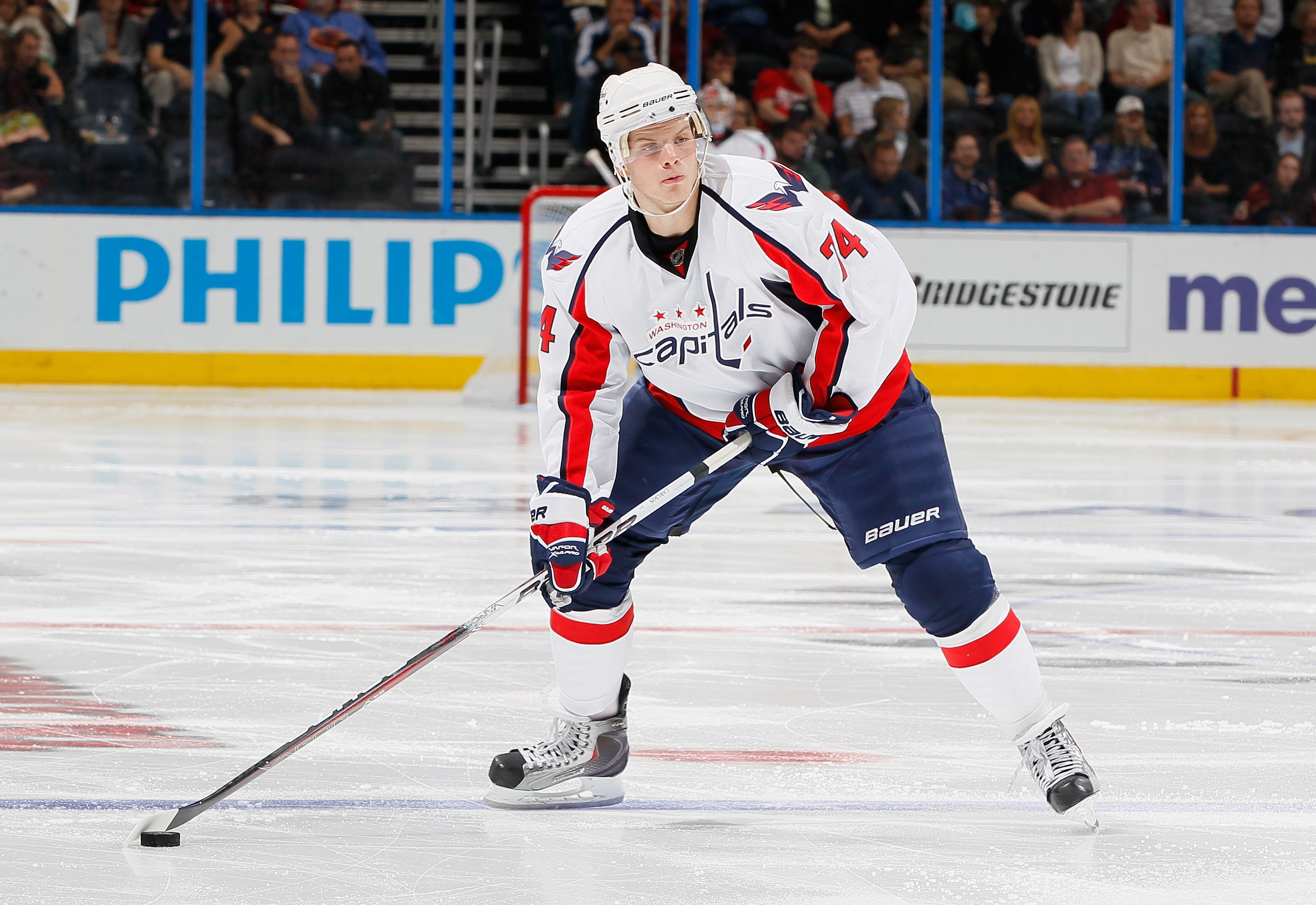 ATLANTA - OCTOBER 08:  John Carlson #74 of the Washington Capitals against the Atlanta Thrashers at Philips Arena on October 8, 2010 in Atlanta, Georgia.  (Photo by Kevin C. Cox/Getty Images)