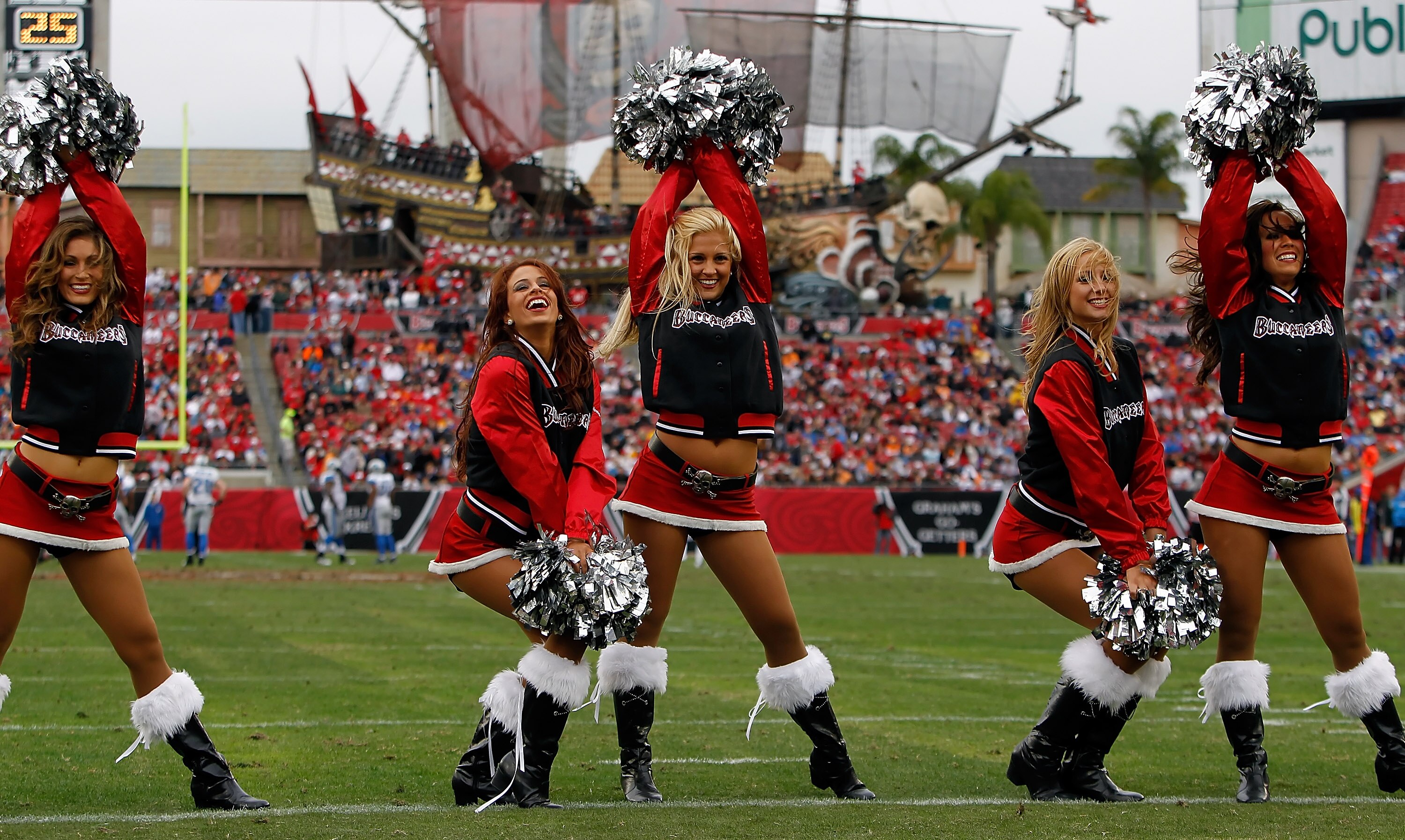 TAMPA, FL - DECEMBER 19:  Cheerleaders of the Tampa Bay Buccaneers perform during the game against the Detroit Lions at Raymond James Stadium on December 19, 2010 in Tampa, Florida.  (Photo by J. Meric/Getty Images)