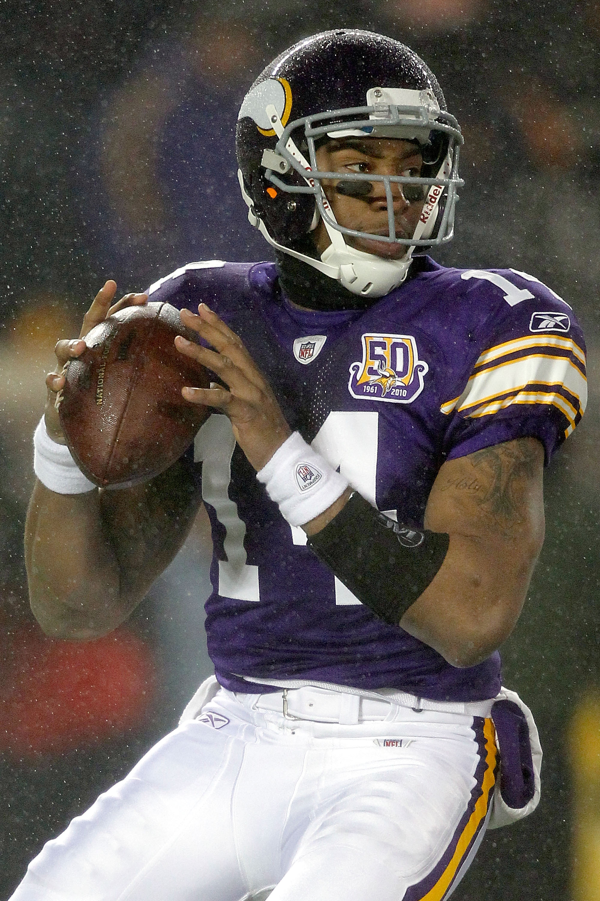 MINNEAPOLIS, MN - DECEMBER 20:  Quarterback Joe Webb #14 of the Minnesota Vikings replaces Brett Favre against the Chicago Bears at TCF Bank Stadium on December 20, 2010 in Minneapolis, Minnesota.  (Photo by Matthew Stockman/Getty Images)