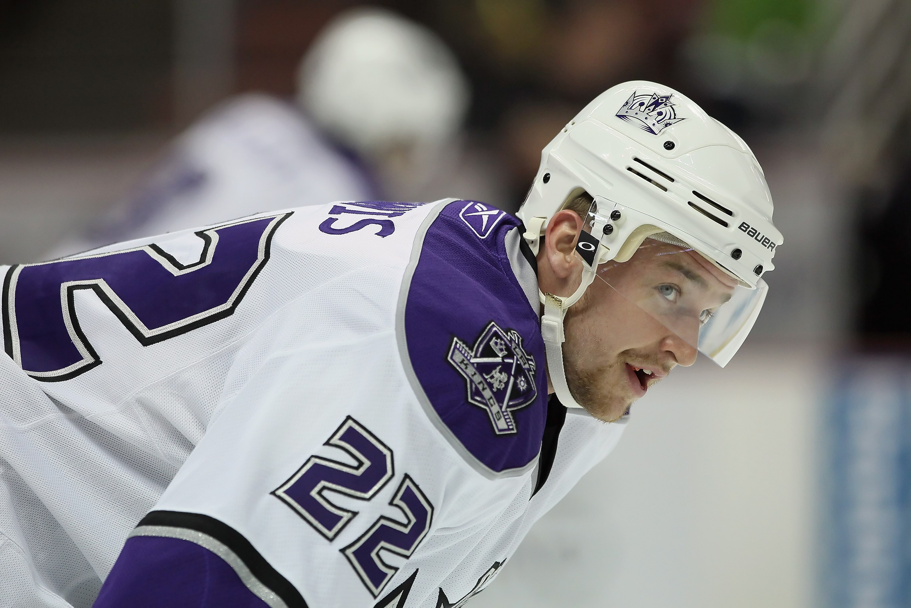 ANAHEIM, CA - NOVEMBER 29:  Trevor Lewis #22 of the Los Angeles Kings looks on prior to the start of the game against the Anaheim Ducks at the Honda Center on November 29, 2010 in Anaheim, California.  (Photo by Jeff Gross/Getty Images)