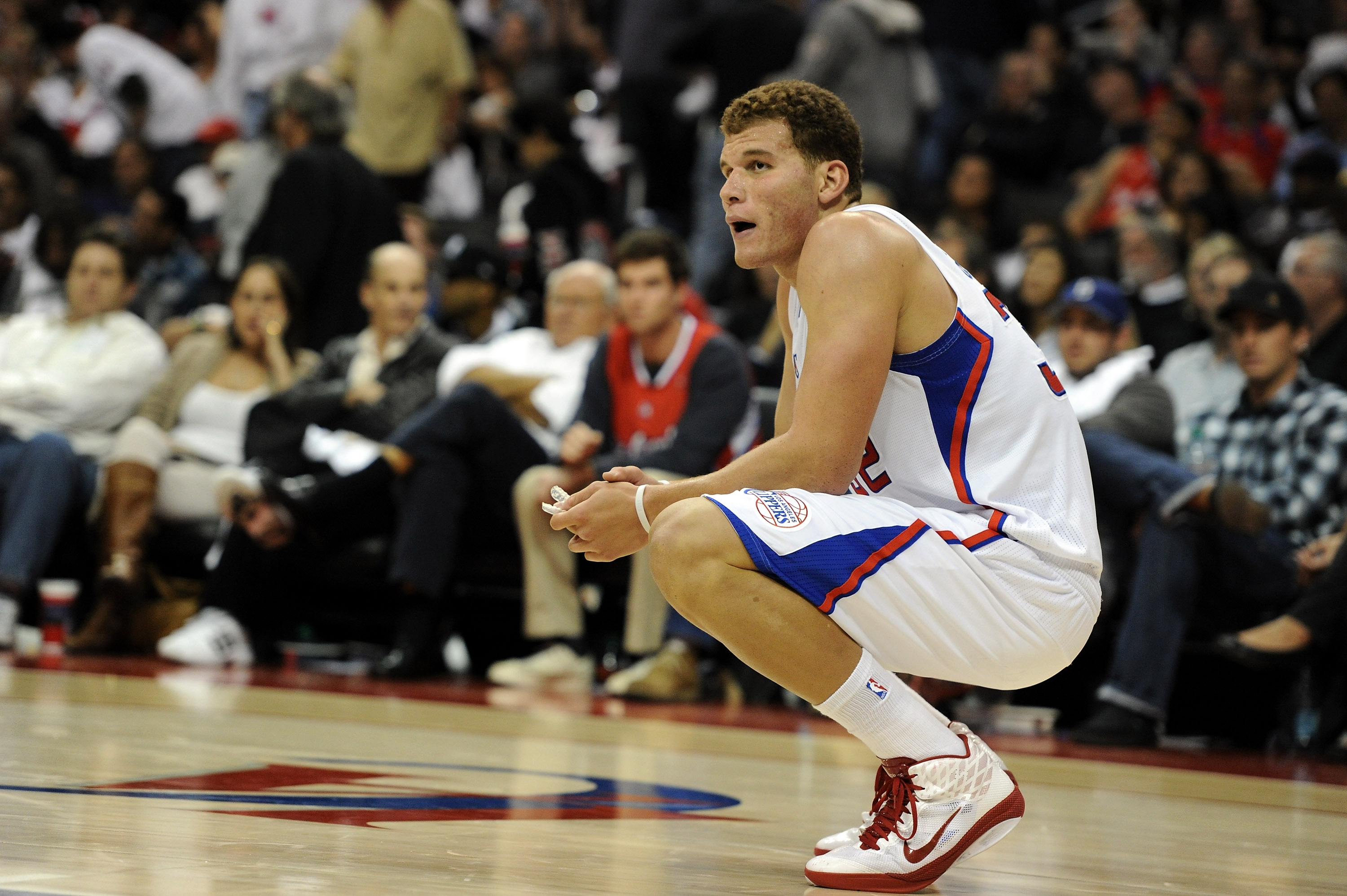 LOS ANGELES, CA - OCTOBER 27:  Blake Griffin #35 of the Los Angeles Clippers reacts during a 98-88 loss to the Portland Trail Blazers at Staples Center on October 27, 2010 in Los Angeles, California. NOTE TO USER: User expressly acknowledges and agrees th