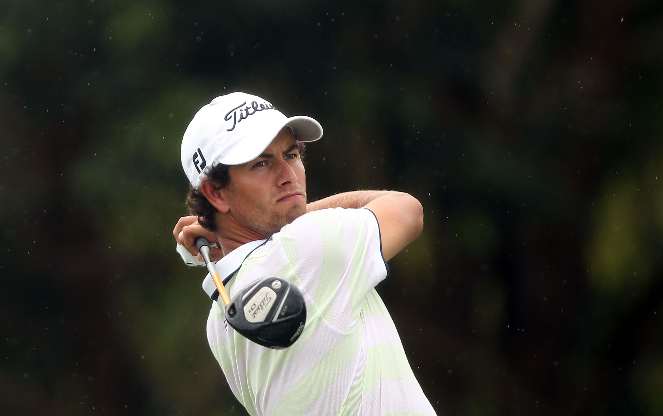 SYDNEY, AUSTRALIA - DECEMBER 04:  Adam Scott of Australia plays a tee shot on the 3rd hole during day three of the Australian Open at The Lakes Golf Club on December 4, 2010 in Sydney, Australia.  (Photo by Mark Metcalfe/Getty Images)