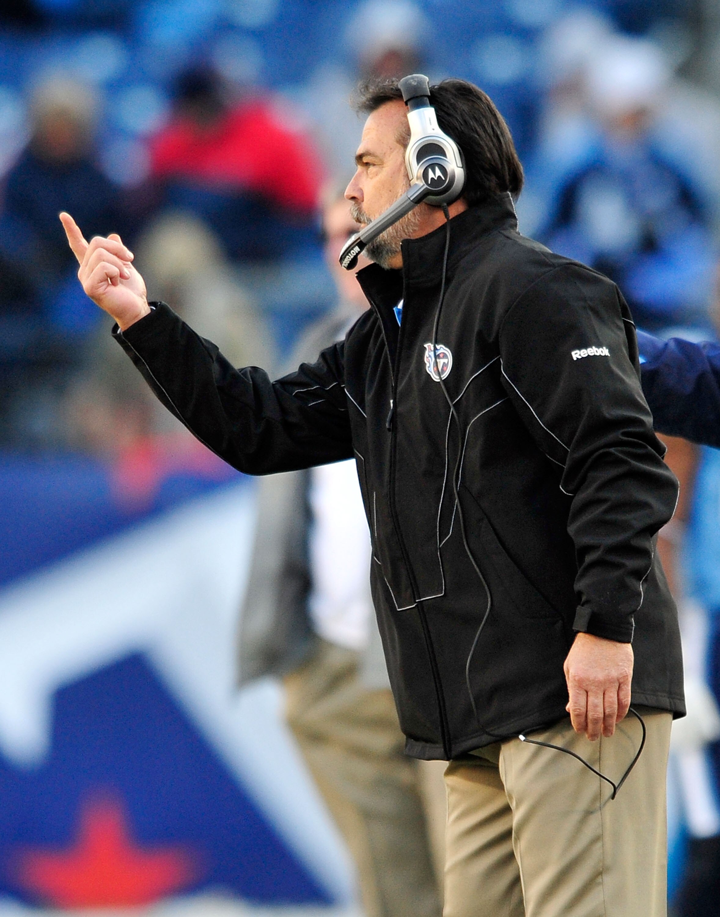 NASHVILLE, TN - DECEMBER 19:  Coach Jeff Fisher of the Tennessee Titans calls instructions to his team against the Houston Texans at LP Field on December 19, 2010 in Nashville, Tennessee. The Titans defeated the Texans, 31-17.  (Photo by Grant Halverson/G