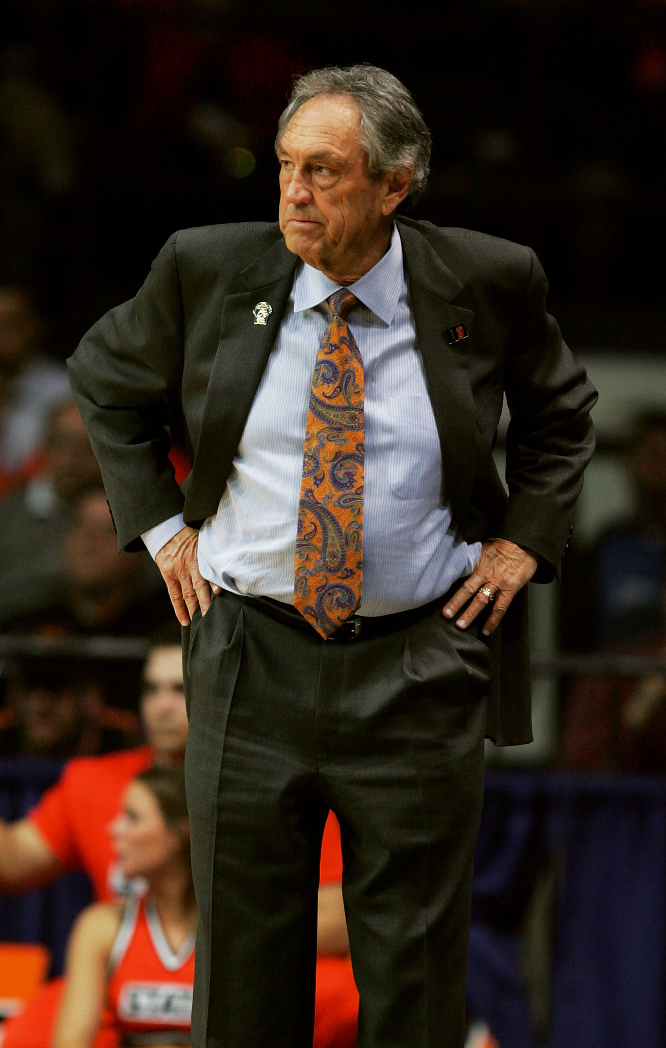 CHICAGO - MARCH 24: Head coach Eddie Sutton of the Oklahoma State Cowboys watches his team take on the Arizona Wildcats in game two of the Chicago Regional in the NCAA Division I Men's Basketball Championship at the Allstate Arena on March 24, 2005 in Chi CHICAGO - MARCH 24: Head coach Eddie Sutton of the Oklahoma State Cowboys watches his team take on the Arizona Wildcats in game two of the Chicago Regional in the NCAA Division I Men's Basketball Championship at the Allstate Arena on March 24, 2005 in Chi