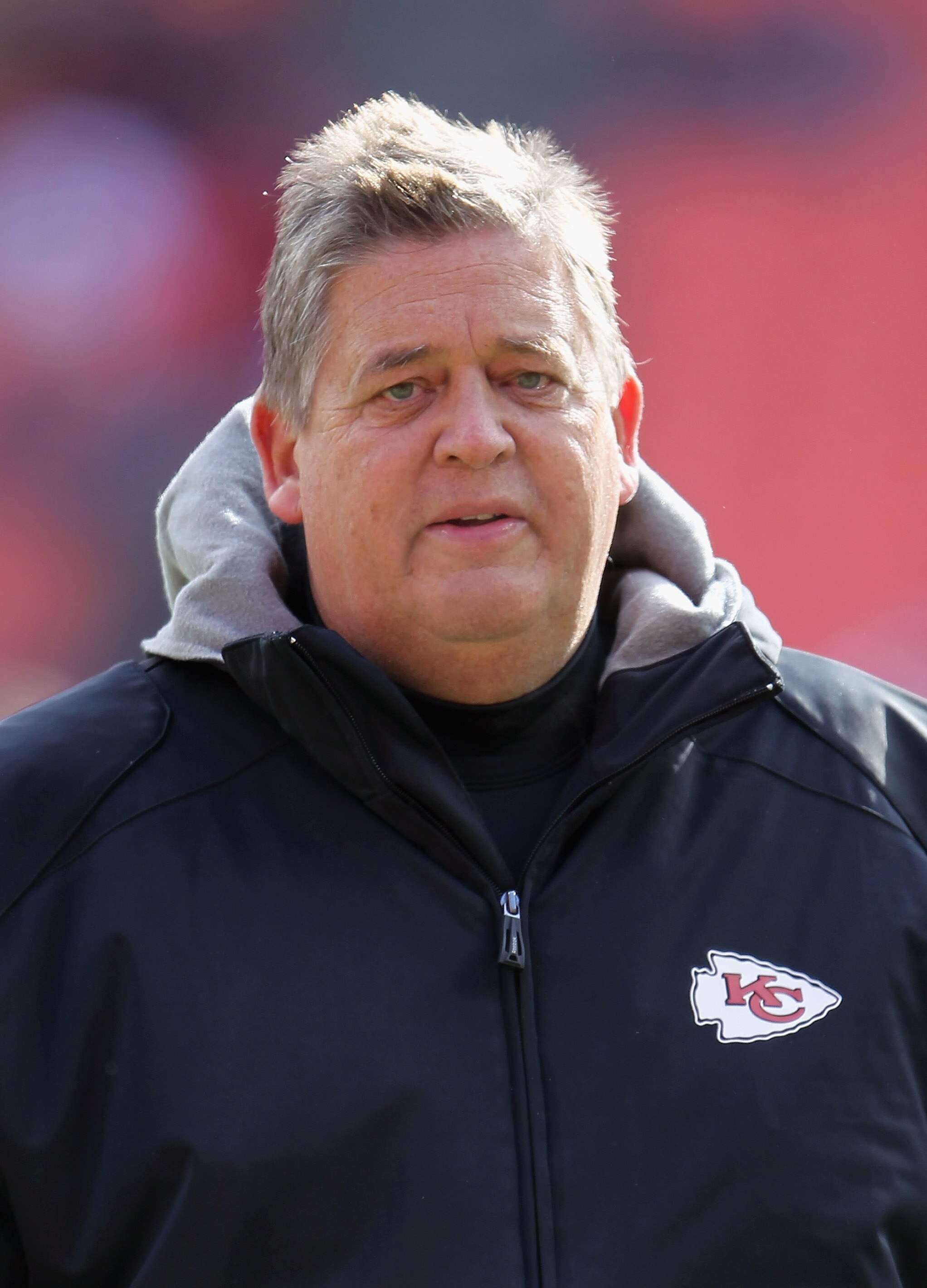 KANSAS CITY, MO - DECEMBER 05:  Offensive coordinator Charlie Weis of the Kansas City Chiefs walks on the field prior to the game against the Denver Broncos on December 5, 2010 at Arrowhead Stadium in Kansas City, Missouri.  (Photo by Jamie Squire/Getty I