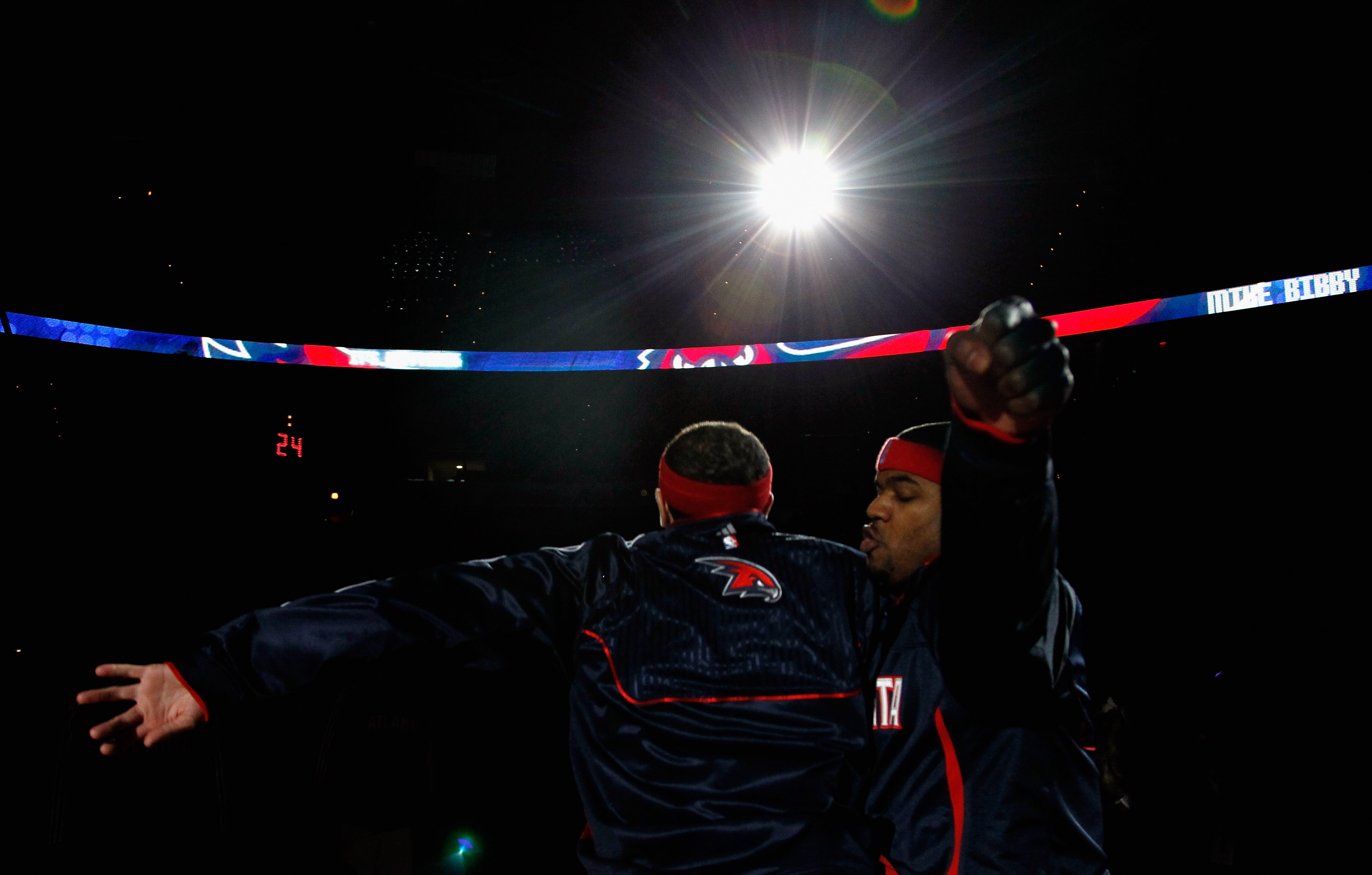 ATLANTA, GA - DECEMBER 11: Josh Smith #5 and Mike Bibby #10 of the Atlanta Hawks against the Indiana Pacers at Philips Arena on December 11, 2010 in Atlanta, Georgia. NOTE TO USER: User expressly acknowledges and agrees that, by downloading and/or using ATLANTA, GA - DECEMBER 11: Josh Smith #5 and Mike Bibby #10 of the Atlanta Hawks against the Indiana Pacers at Philips Arena on December 11, 2010 in Atlanta, Georgia. NOTE TO USER: User expressly acknowledges and agrees that, by downloading and/or using