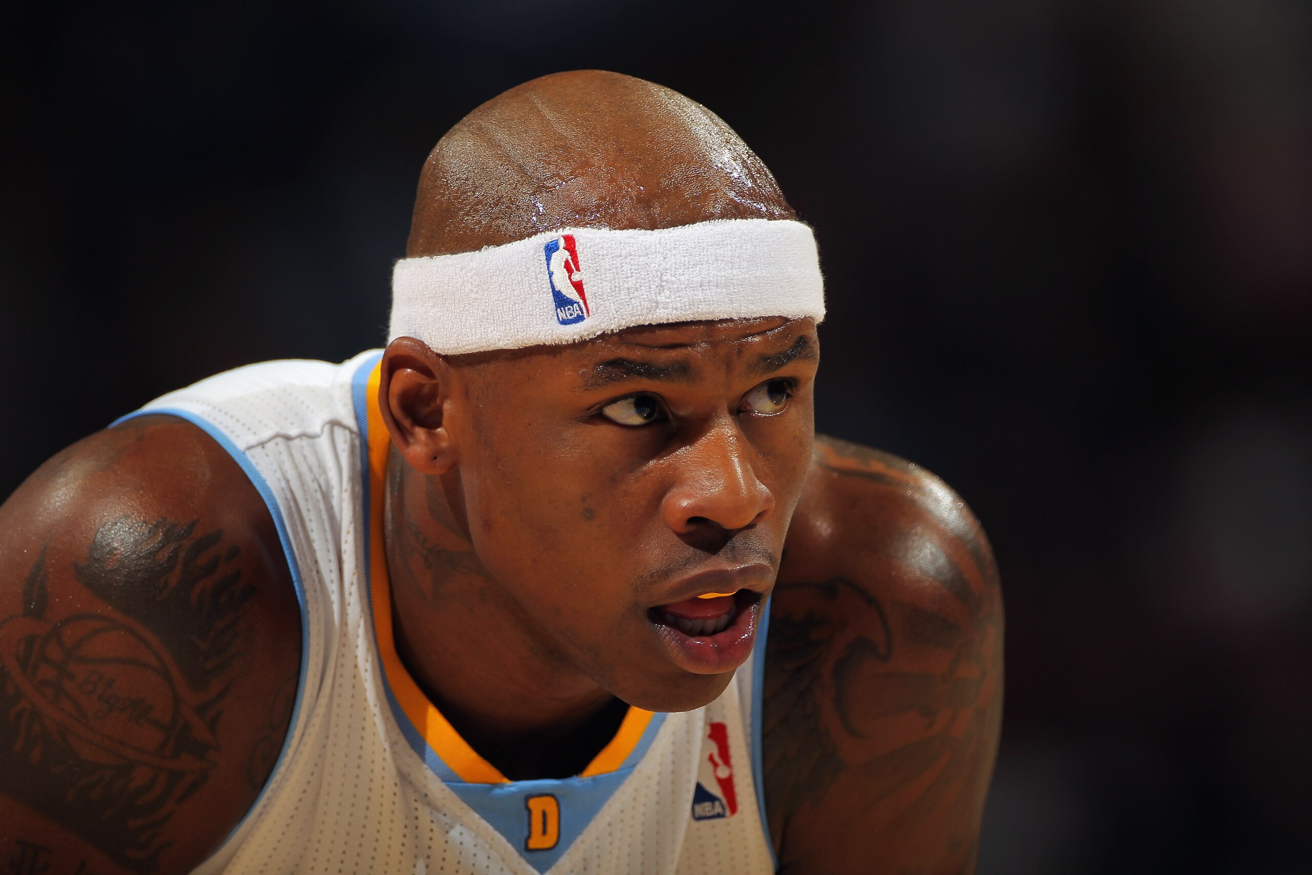 DENVER - NOVEMBER 16:  Al Harrington #7 of the Denver Nuggets prepares to take a free throw against the New York Knicks at the Pepsi Center on November 16, 2010 in Denver, Colorado. The Nuggets defeated the Knicks 120-118. NOTE TO USER: User expressly ack