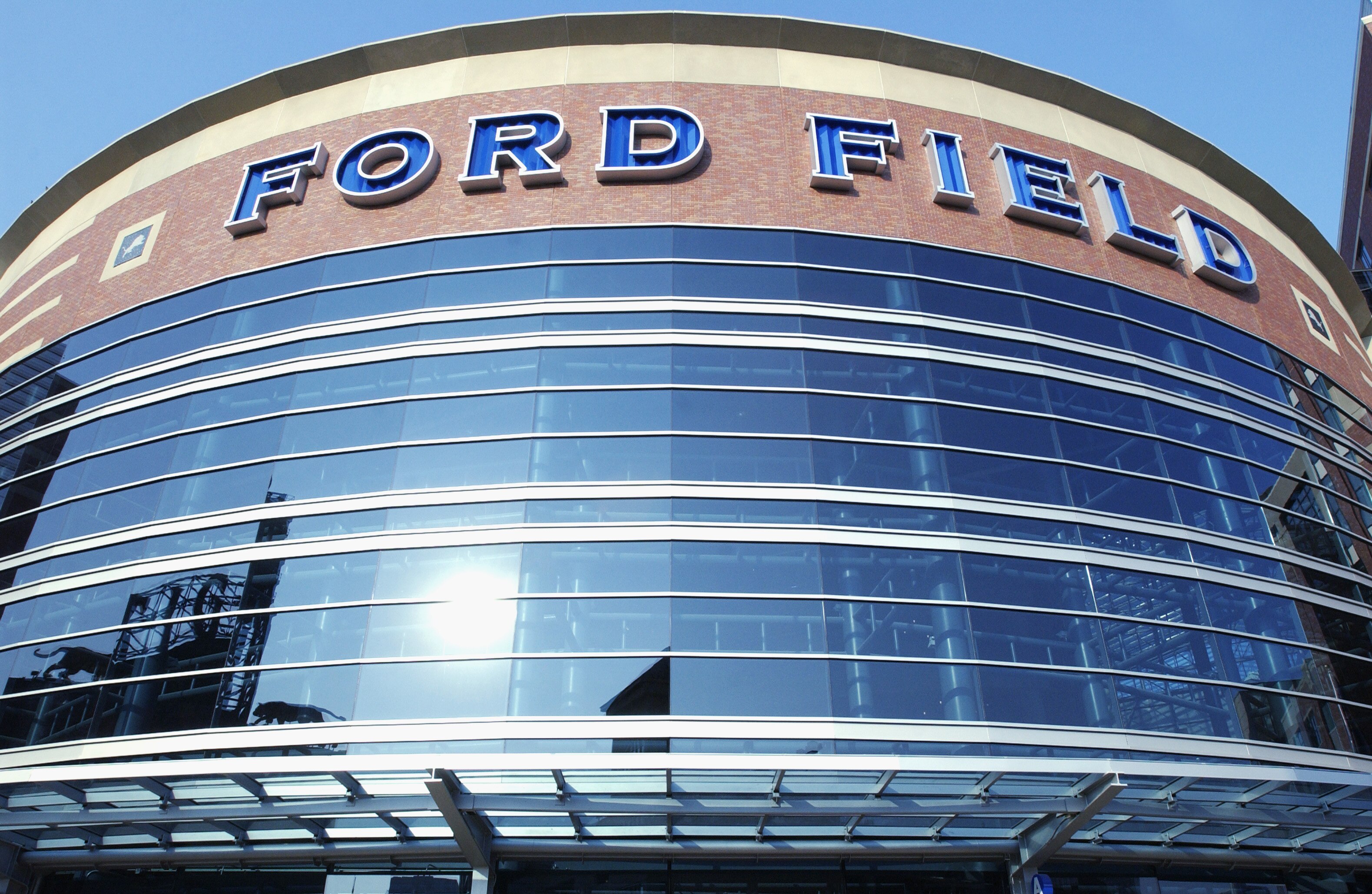 DETROIT, MI - SEPTEMBER 29:  An exterior view of Ford Field taken before the game between the New Orleans Saints and the Detroit Lions on September 29, 2002 at Ford Field in Detroit, Michigan. The Lions won 26-21. (Photo by Darron R. Silva/ Getty Images)