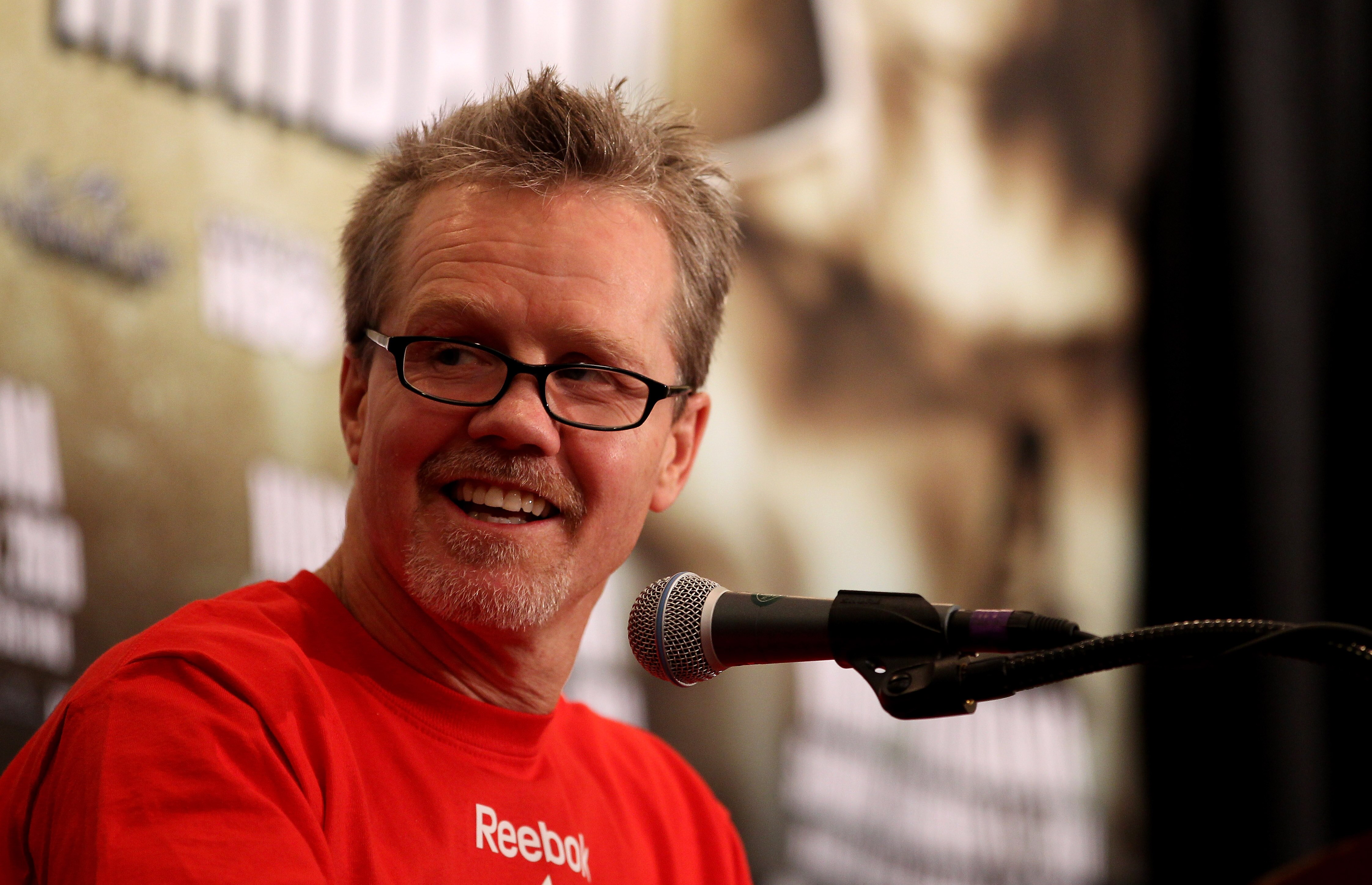 LAS VEGAS - DECEMBER 09: Amir Khan's trainer Freddie Roach talks to the media during a press conference to preview the fight with Marcos Maidana on December 9, 2010 in Las Vegas, Nevada.  (Photo by Scott Heavey/Getty Images)