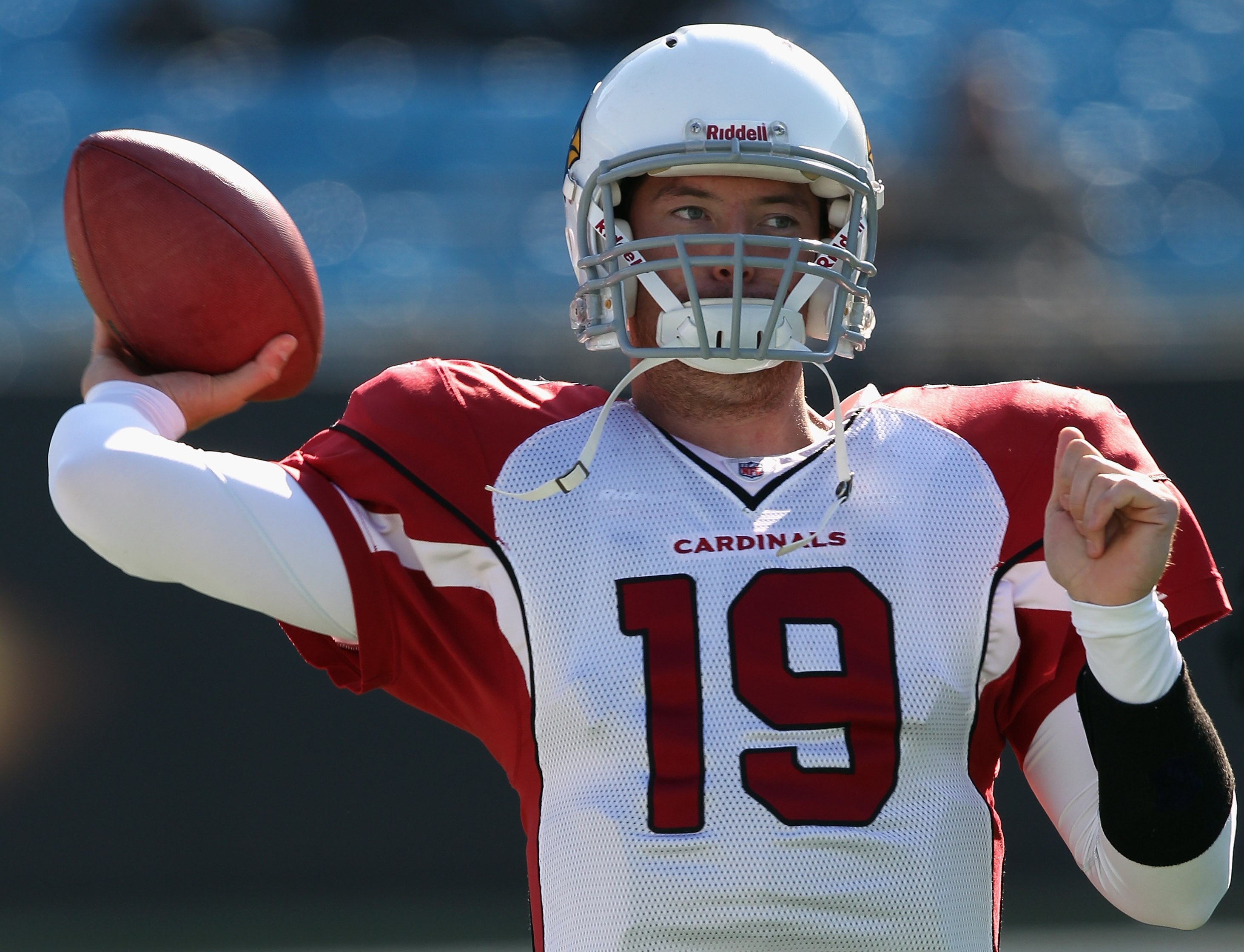 CHARLOTTE, NC - DECEMBER 19:  John Skelton #19 of the Arizona Cardinals warms up before the start of their game against the Carolina Panthers at Bank of America Stadium on December 19, 2010 in Charlotte, North Carolina.  (Photo by Streeter Lecka/Getty Ima