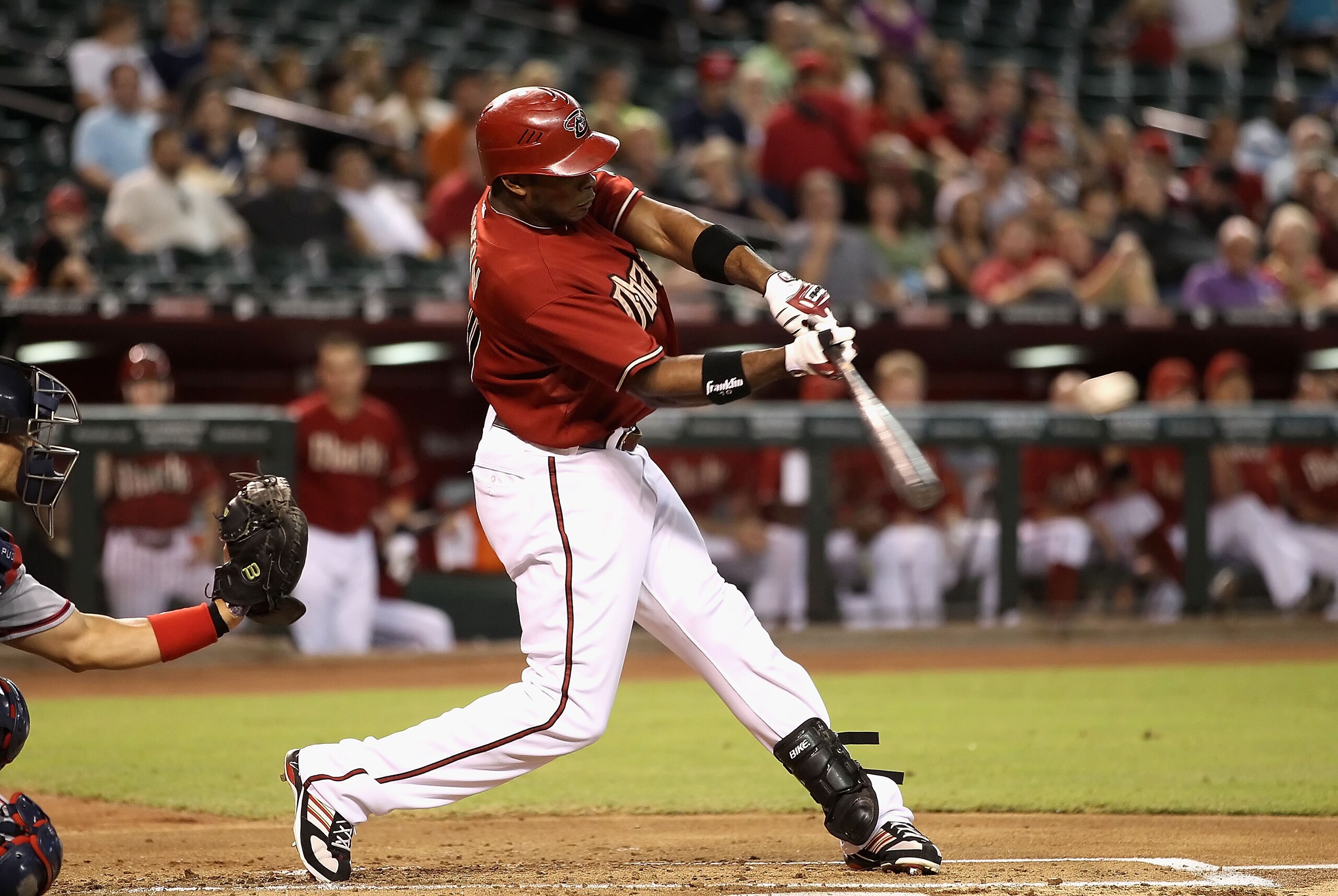 PHOENIX - AUGUST 04: Justin Upton #24 of the Arizona Diamondbacks hits a RBI single against the Washington Nationals during the first inning of the Major League Baseball game at Chase Field on August 4, 2010 in Phoenix, Arizona. (Photo by Christian Pete PHOENIX - AUGUST 04: Justin Upton #24 of the Arizona Diamondbacks hits a RBI single against the Washington Nationals during the first inning of the Major League Baseball game at Chase Field on August 4, 2010 in Phoenix, Arizona. (Photo by Christian Pete