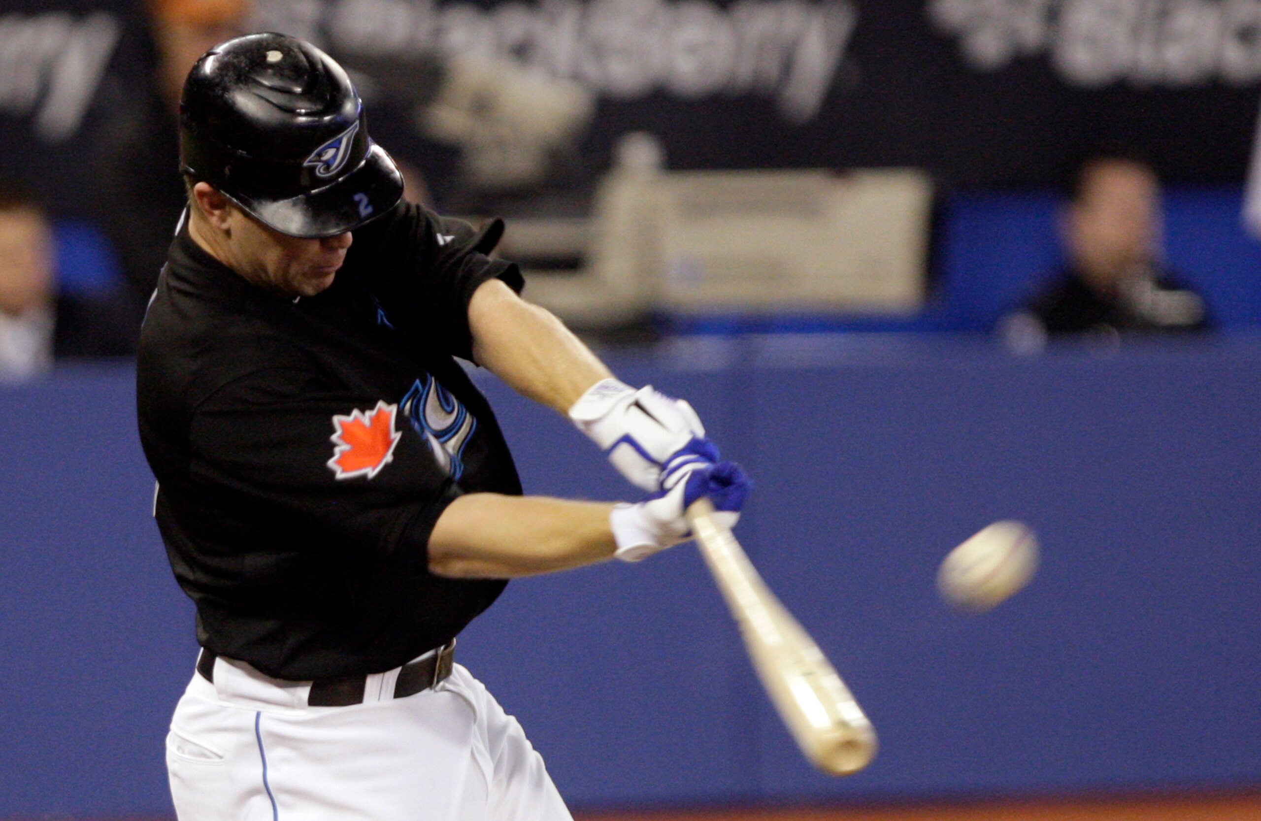 TORONTO, ON - SEPTEMBER 29: Aaron Hill #2 of the Toronto Blue Jays hits during a MLB game against the New York Yankees at the Rogers Centre September 29, 2010 in Toronto, Ontario, Canada. (Photo by Abelimages/Getty Images) TORONTO, ON - SEPTEMBER 29: Aaron Hill #2 of the Toronto Blue Jays hits during a MLB game against the New York Yankees at the Rogers Centre September 29, 2010 in Toronto, Ontario, Canada. (Photo by Abelimages/Getty Images)