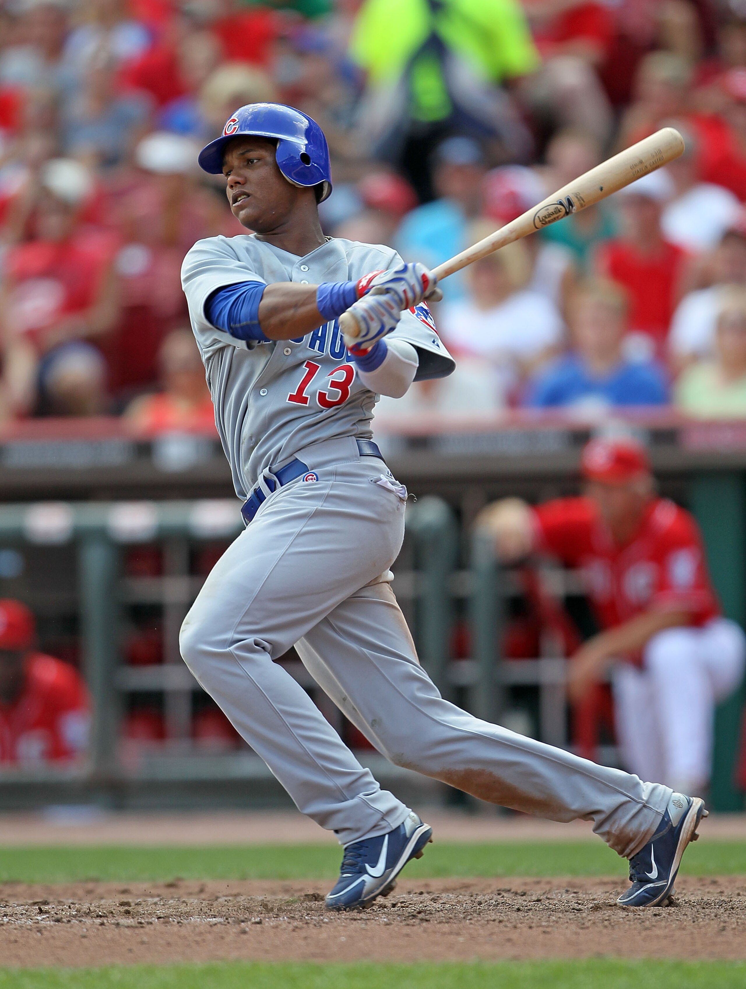 CINCINNATI - AUGUST 29: Starlin Castro #13 of the Chicago Cubs swings at a pitch during the game against the Cincinnati Reds at Great American Ball Park on August 29, 2010 in Cincinnati, Ohio. (Photo by Andy Lyons/Getty Images) CINCINNATI - AUGUST 29: Starlin Castro #13 of the Chicago Cubs swings at a pitch during the game against the Cincinnati Reds at Great American Ball Park on August 29, 2010 in Cincinnati, Ohio. (Photo by Andy Lyons/Getty Images)