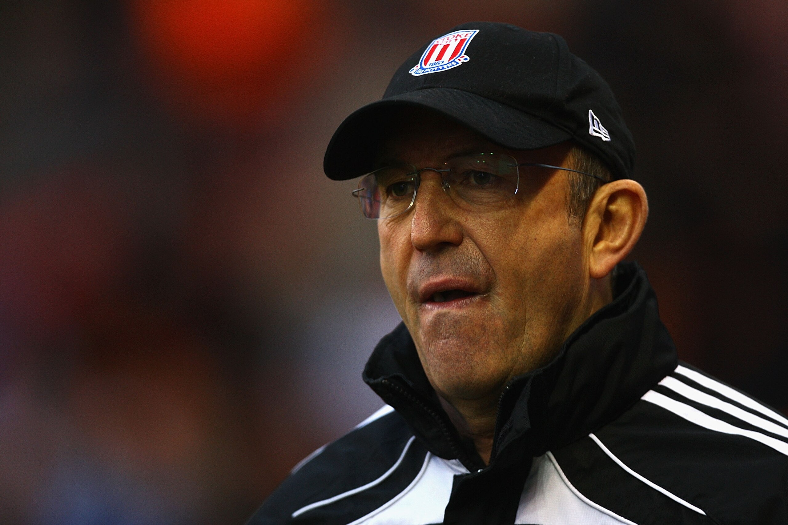 STOKE ON TRENT, ENGLAND - DECEMBER 11:  Tony Pulis, manager of Stoke City looks on during the Barclays Premier League match between Stoke City and Blackpool at Britannia Stadium on December 11, 2010 in Stoke on Trent, England.  (Photo by Matthew Lewis/Get