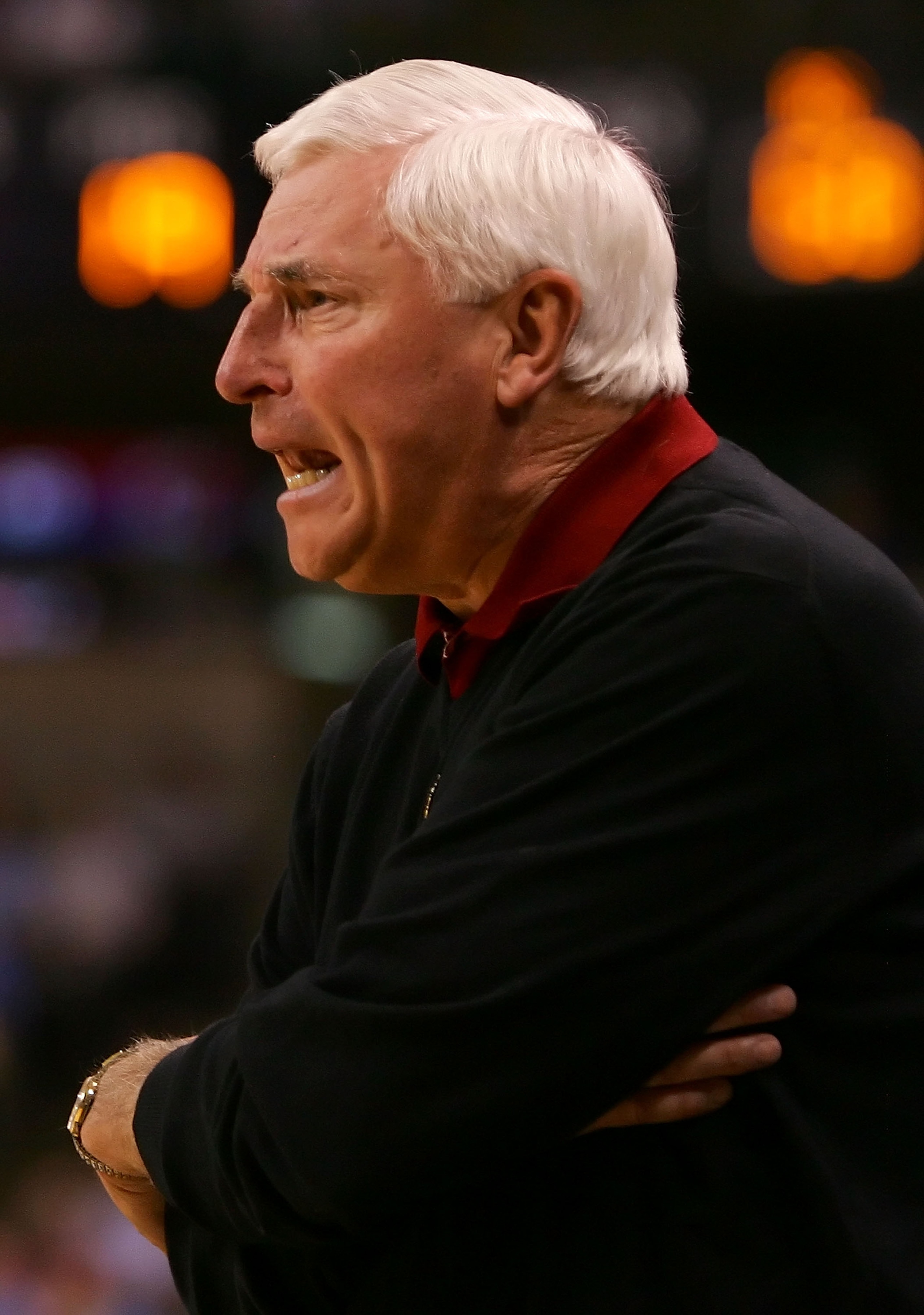 WINSTON-SALEM, NC - MARCH 15: Head coach Bob Knight of the Texas Tech Red Raiders reacts from the sideline against the Boston College Eagles during the First Round of the 2007 NCAA Men's Basketball Tournament at Lawrence Joel Veterans Memorial Coliseum o WINSTON-SALEM, NC - MARCH 15: Head coach Bob Knight of the Texas Tech Red Raiders reacts from the sideline against the Boston College Eagles during the First Round of the 2007 NCAA Men's Basketball Tournament at Lawrence Joel Veterans Memorial Coliseum o
