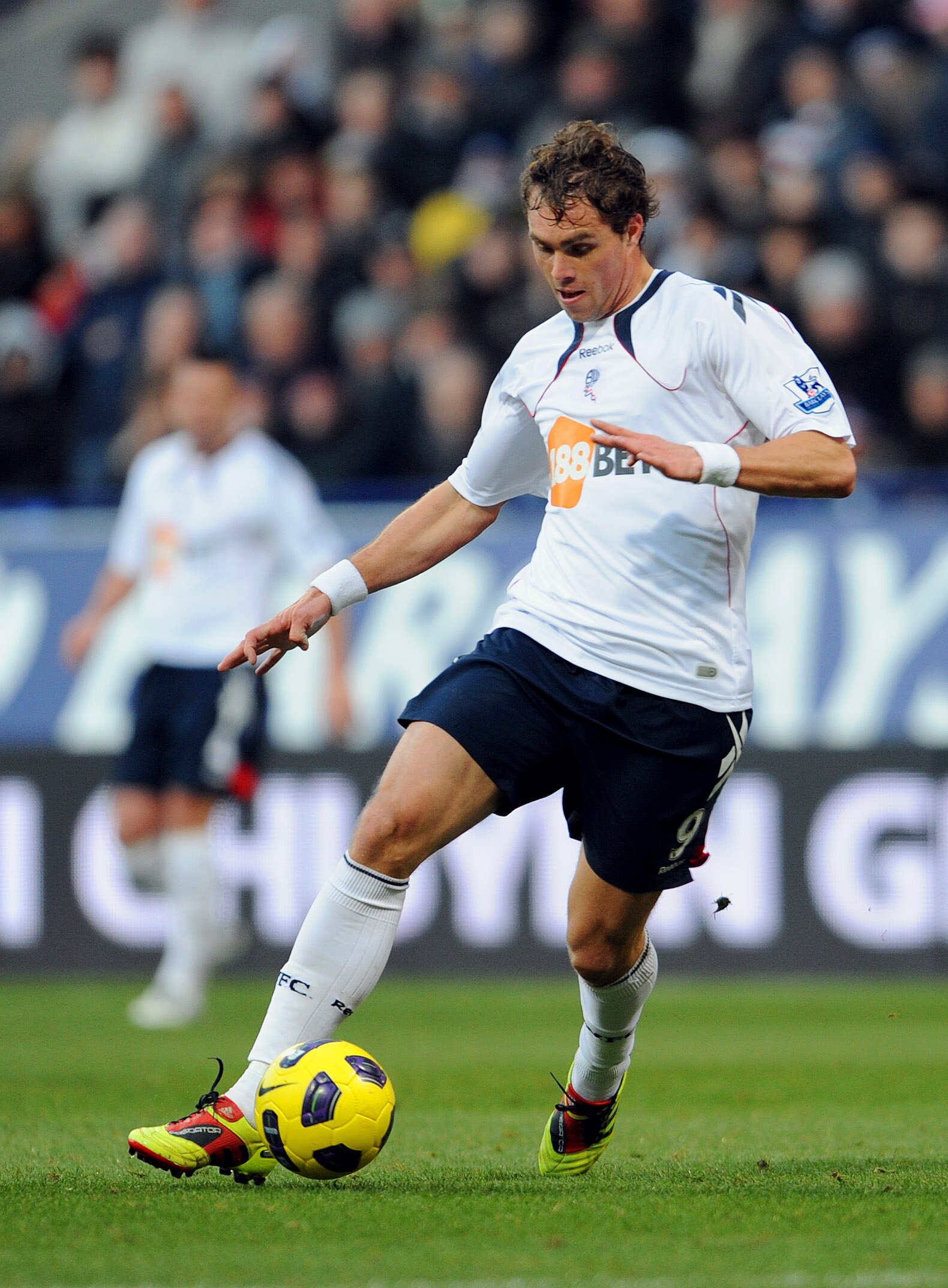BOLTON, UNITED KINGDOM - NOVEMBER 27: Johan Elmander of Bolton in action during the Barclays Premier League match between Bolton Wanderers and Blackpool at the Reebok Stadium on November 27, 2010 in Bolton, England. (Photo by Clint Hughes/Getty Images)