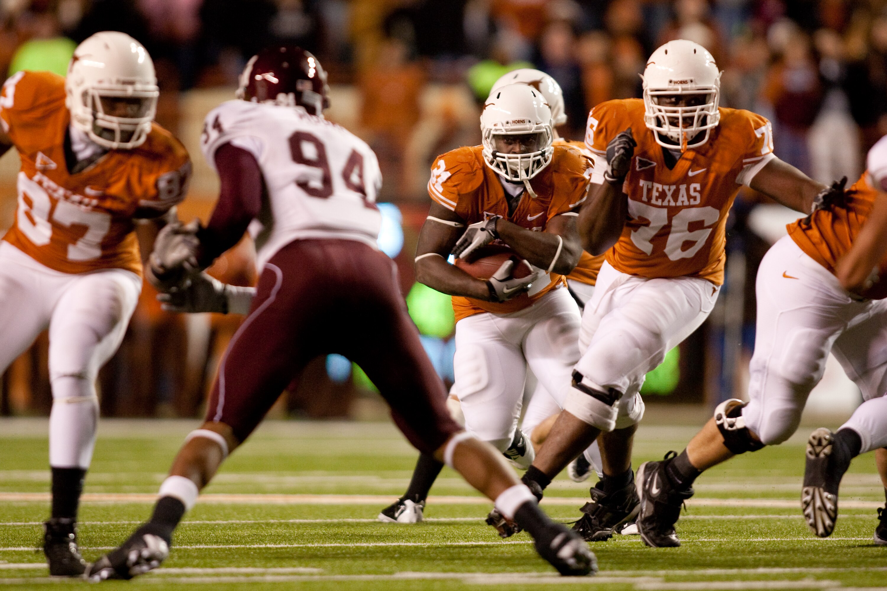 AUSTIN, TX - NOVEMBER 25:  University of Texas during the first half at Darrell K. Royal-Texas Memorial Stadium on November 25, 2010 in Austin, Texas. (Photo by Darren Carroll/Getty Images)